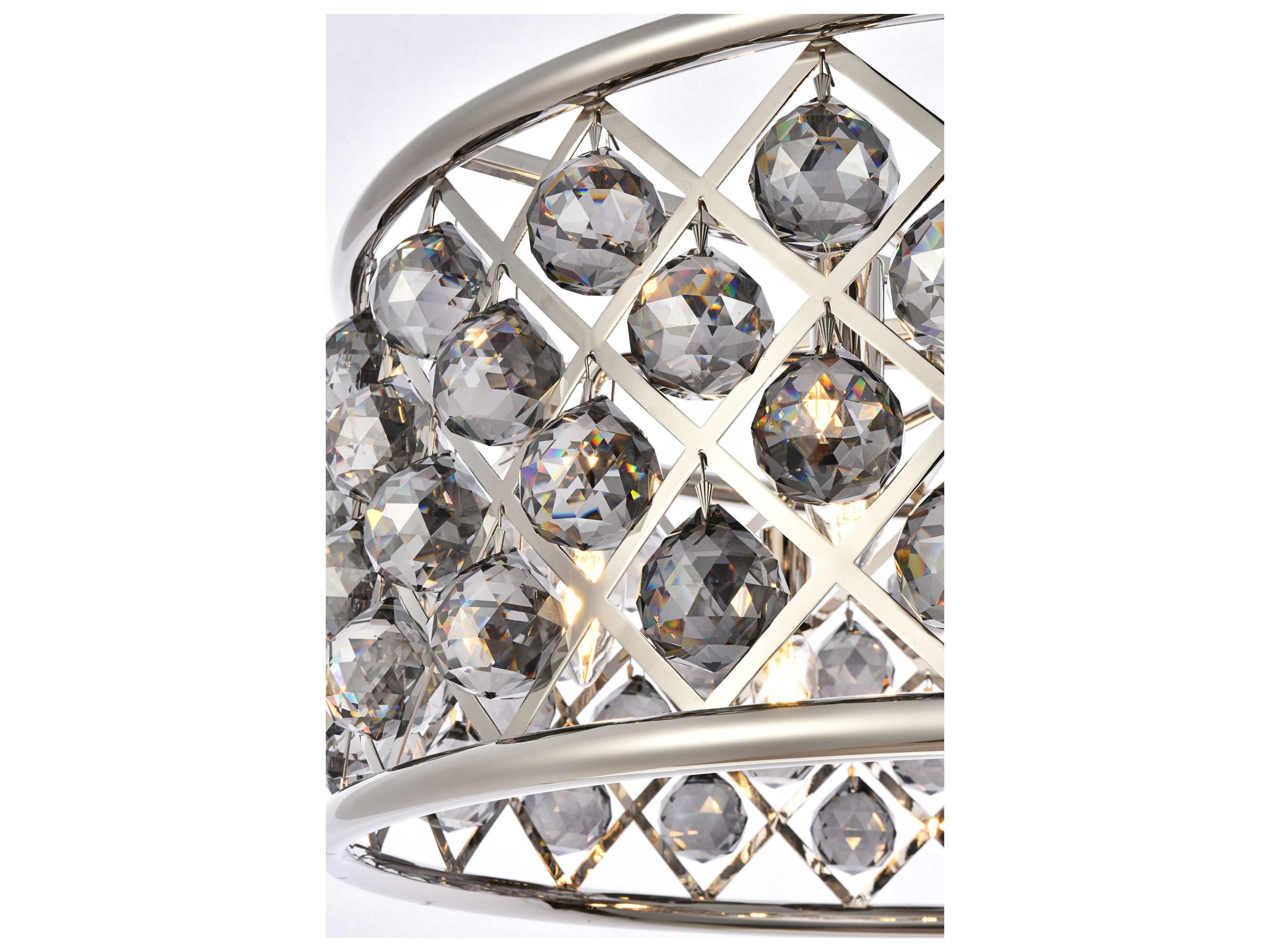 Elegant Lighting Madison 6-Light Polished Nickel Silver Crystal Drum Pendant