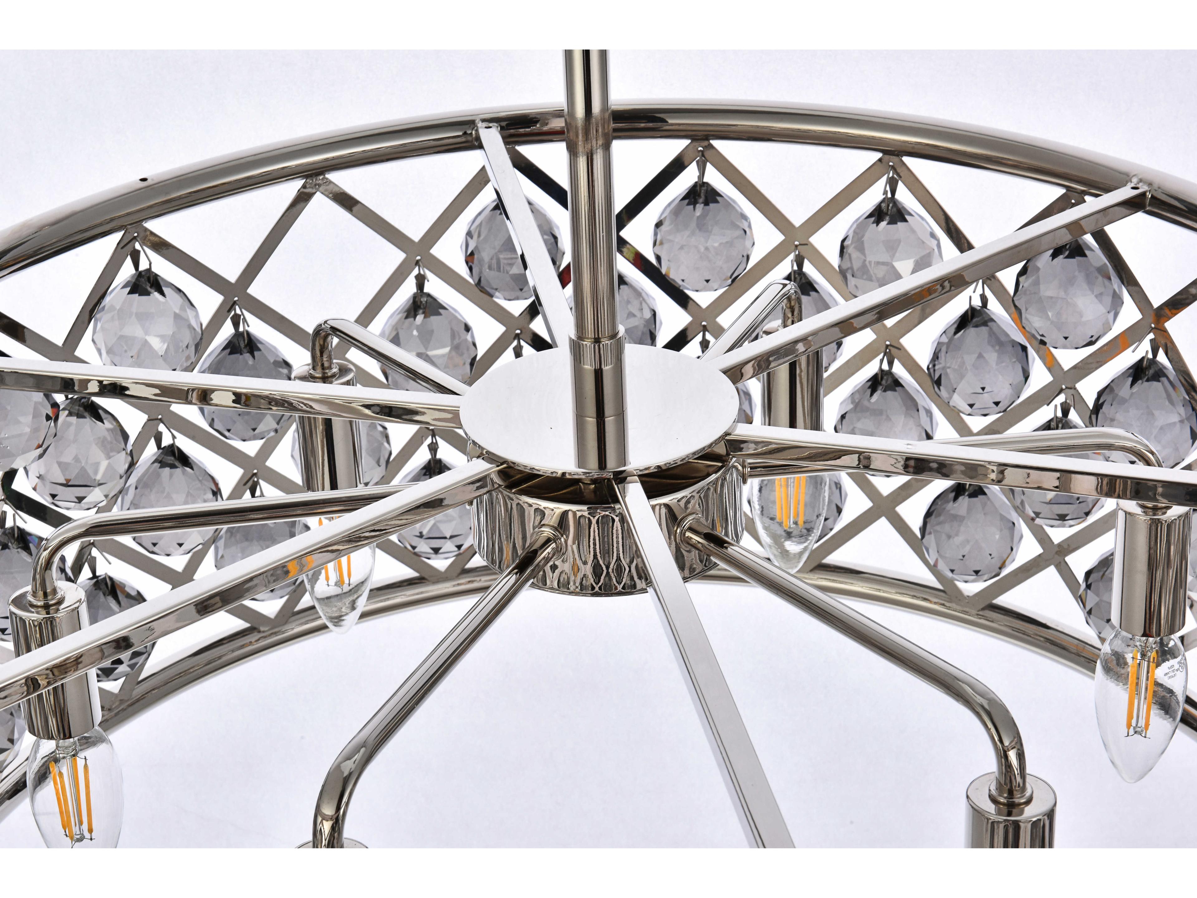 Elegant Lighting Madison 6-Light Polished Nickel Silver Crystal Drum Pendant