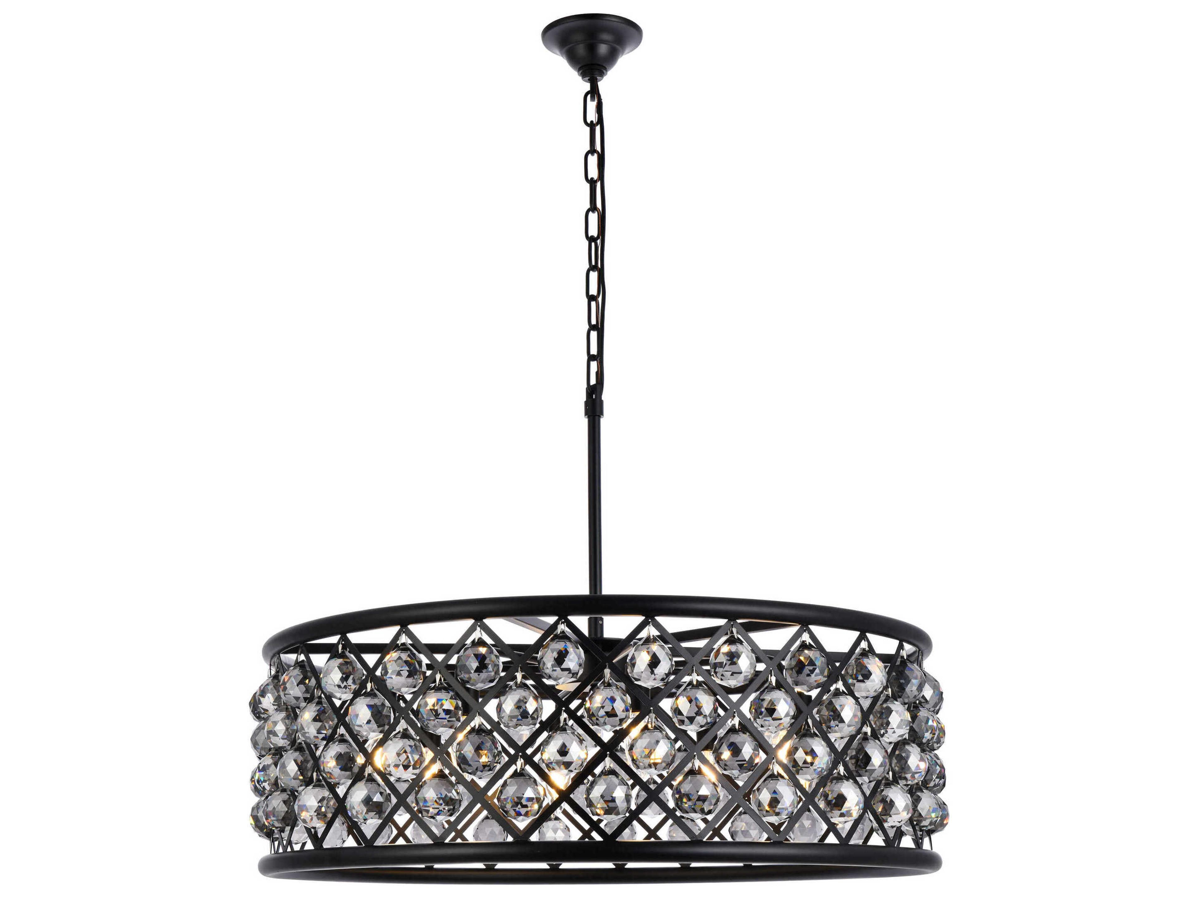 Madison 8-Light Matte Black Silver Crystal Drum Pendant