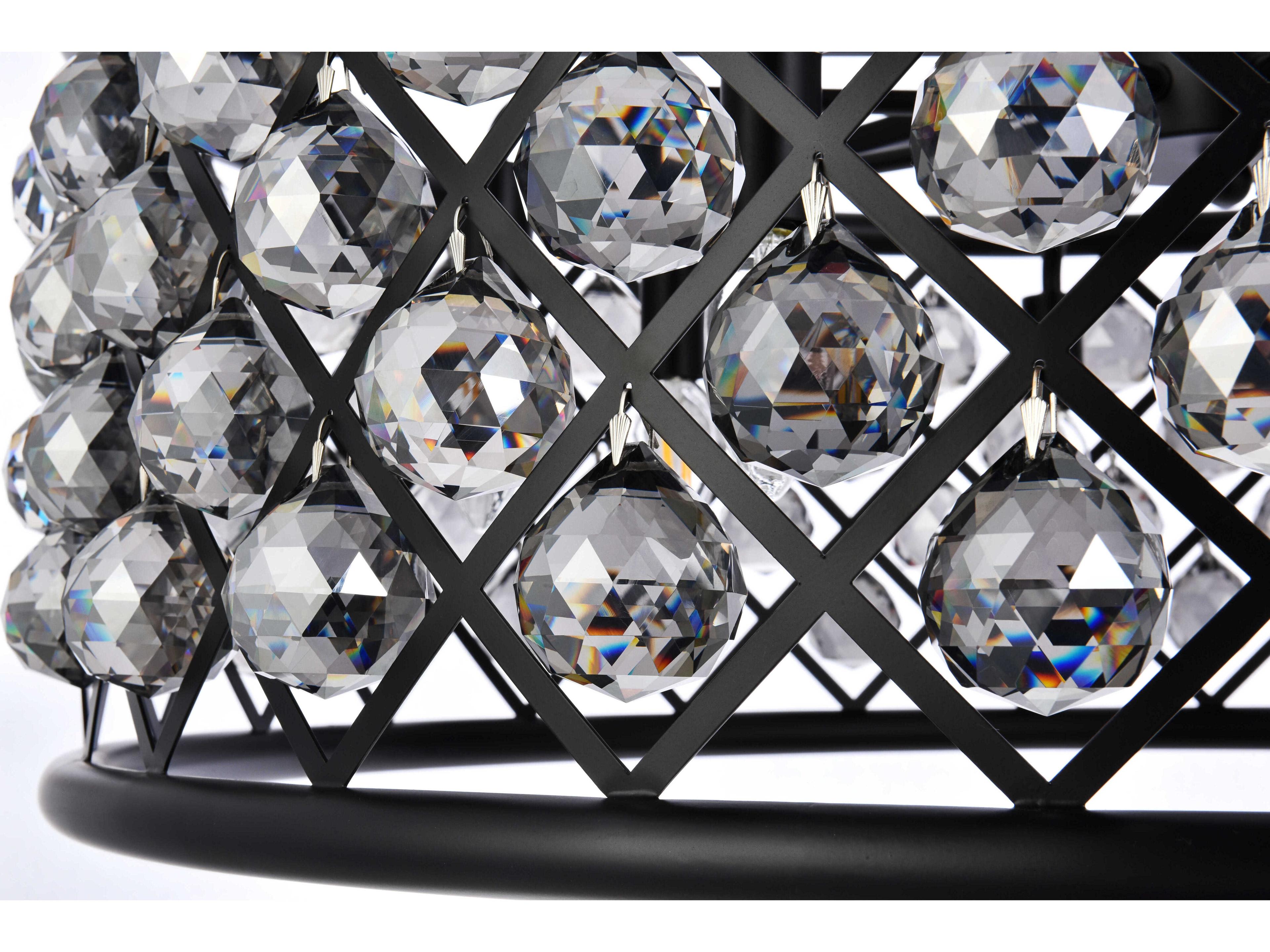 Elegant Lighting Madison 8-Light Matte Black Silver Crystal Drum Pendant