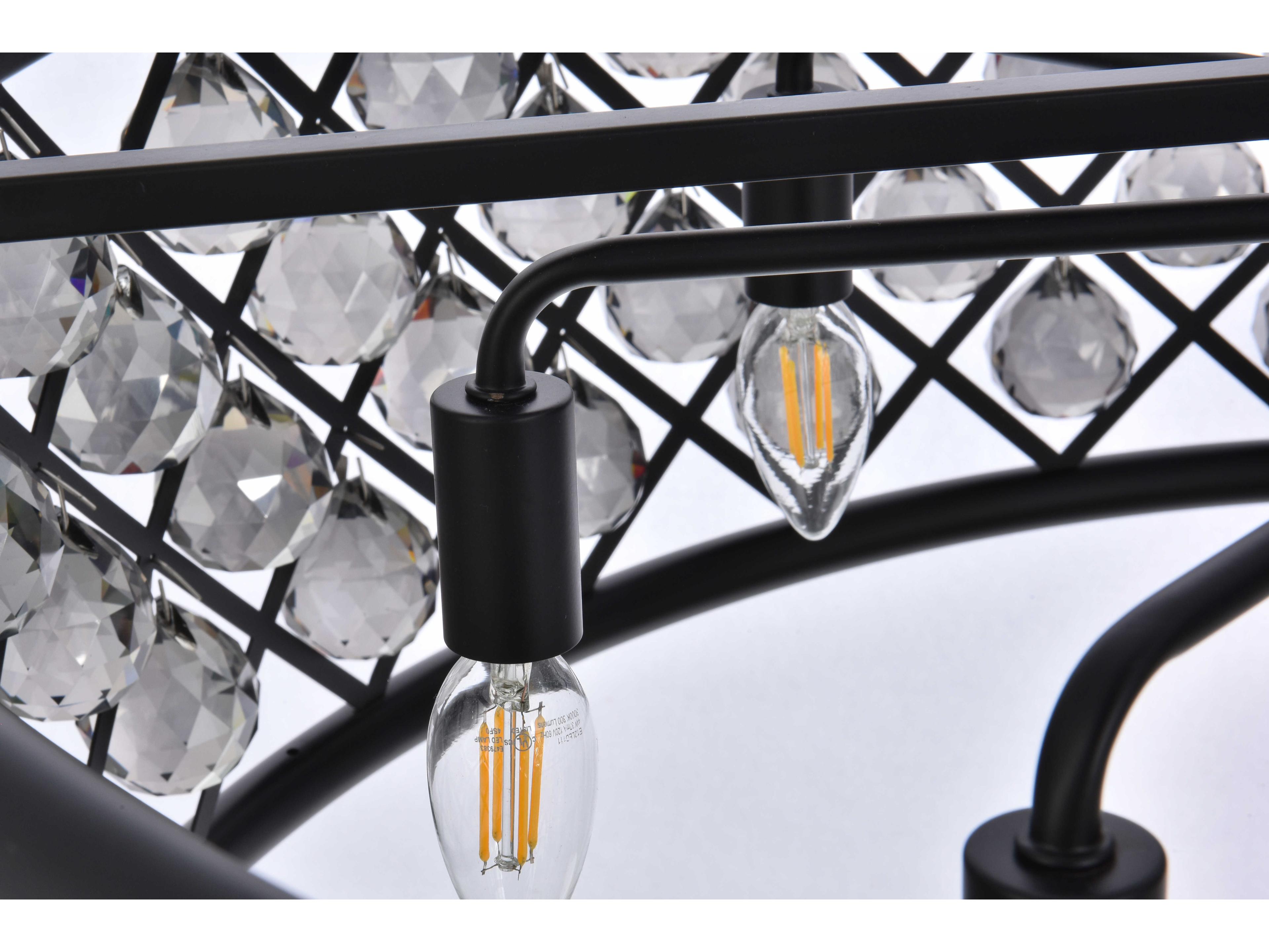 Elegant Lighting Madison 8-Light Matte Black Silver Crystal Drum Pendant