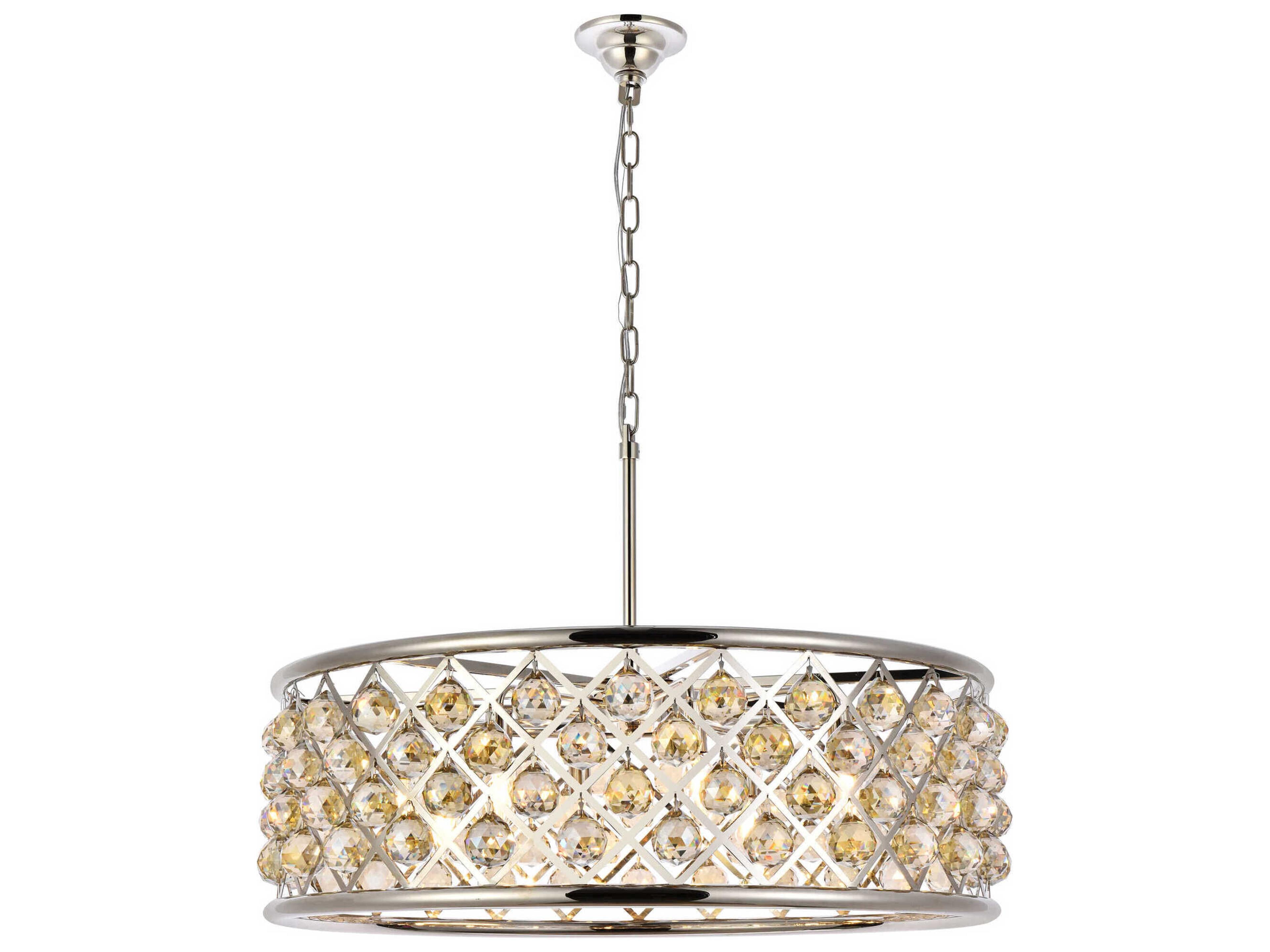 Elegant Lighting Madison 8-Light Polished Nickel Gold Crystal Drum Pendant