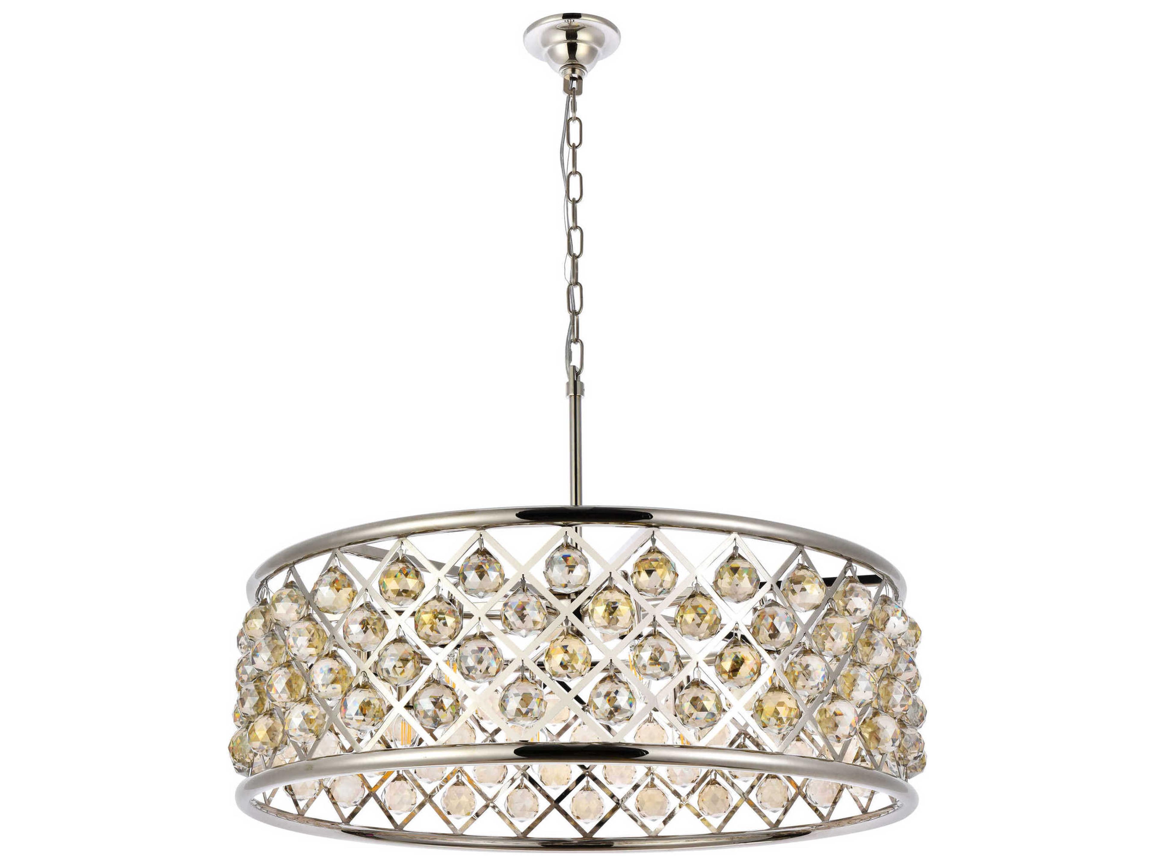 Elegant Lighting Madison 8-Light Polished Nickel Gold Crystal Drum Pendant