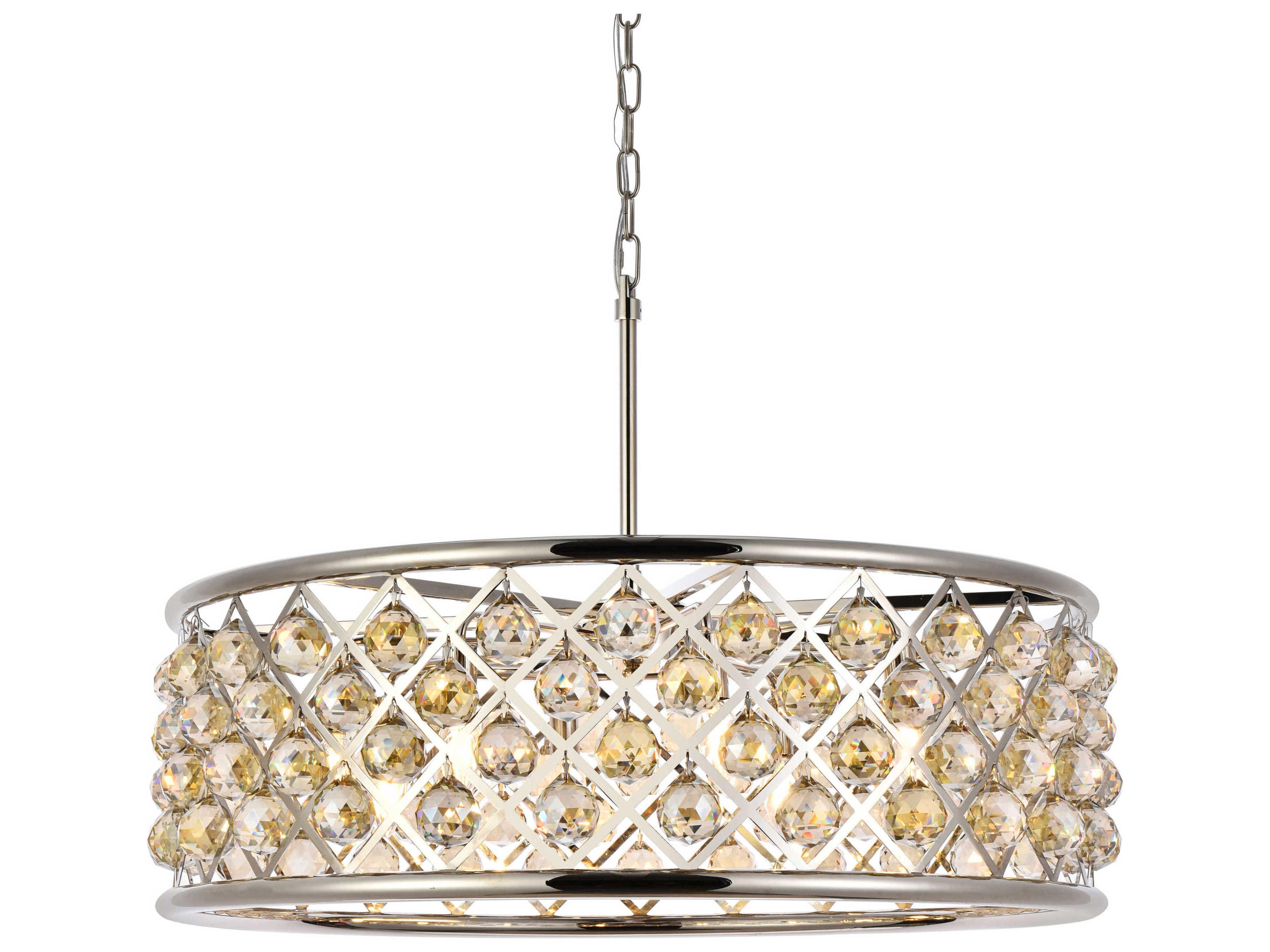 Elegant Lighting Madison 8-Light Polished Nickel Gold Crystal Drum Pendant