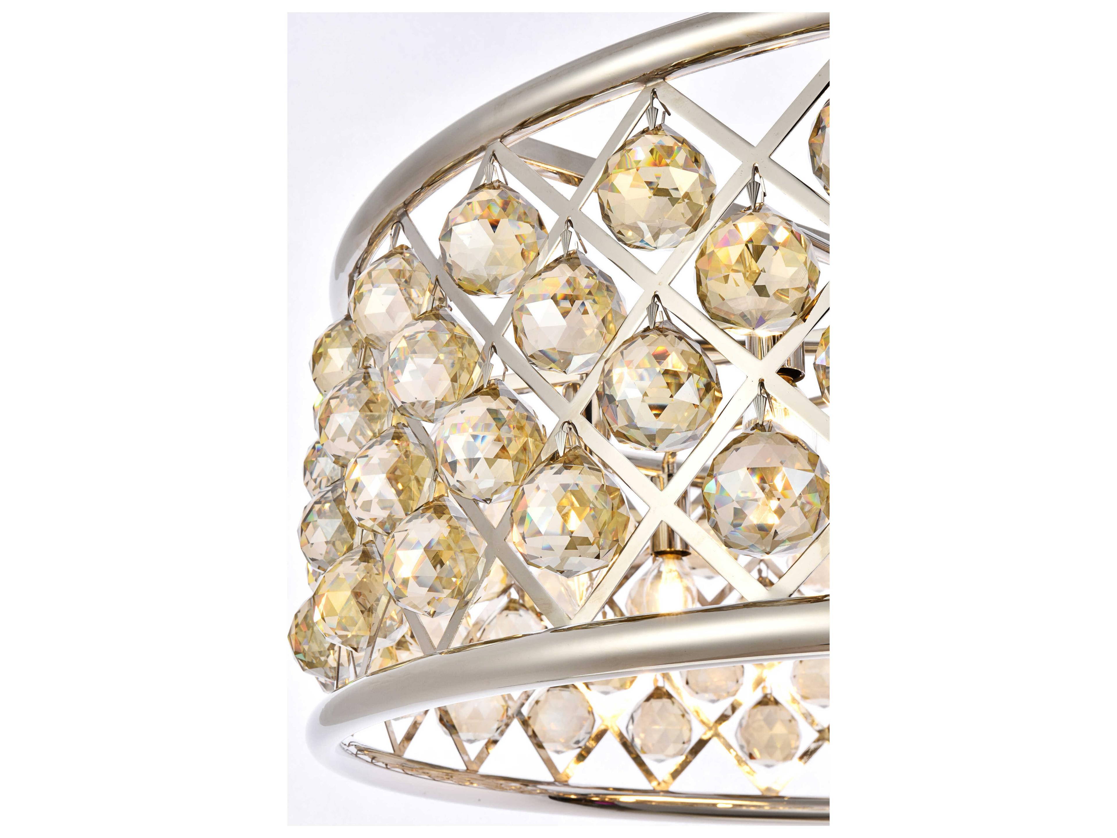 Elegant Lighting Madison 8-Light Polished Nickel Gold Crystal Drum Pendant