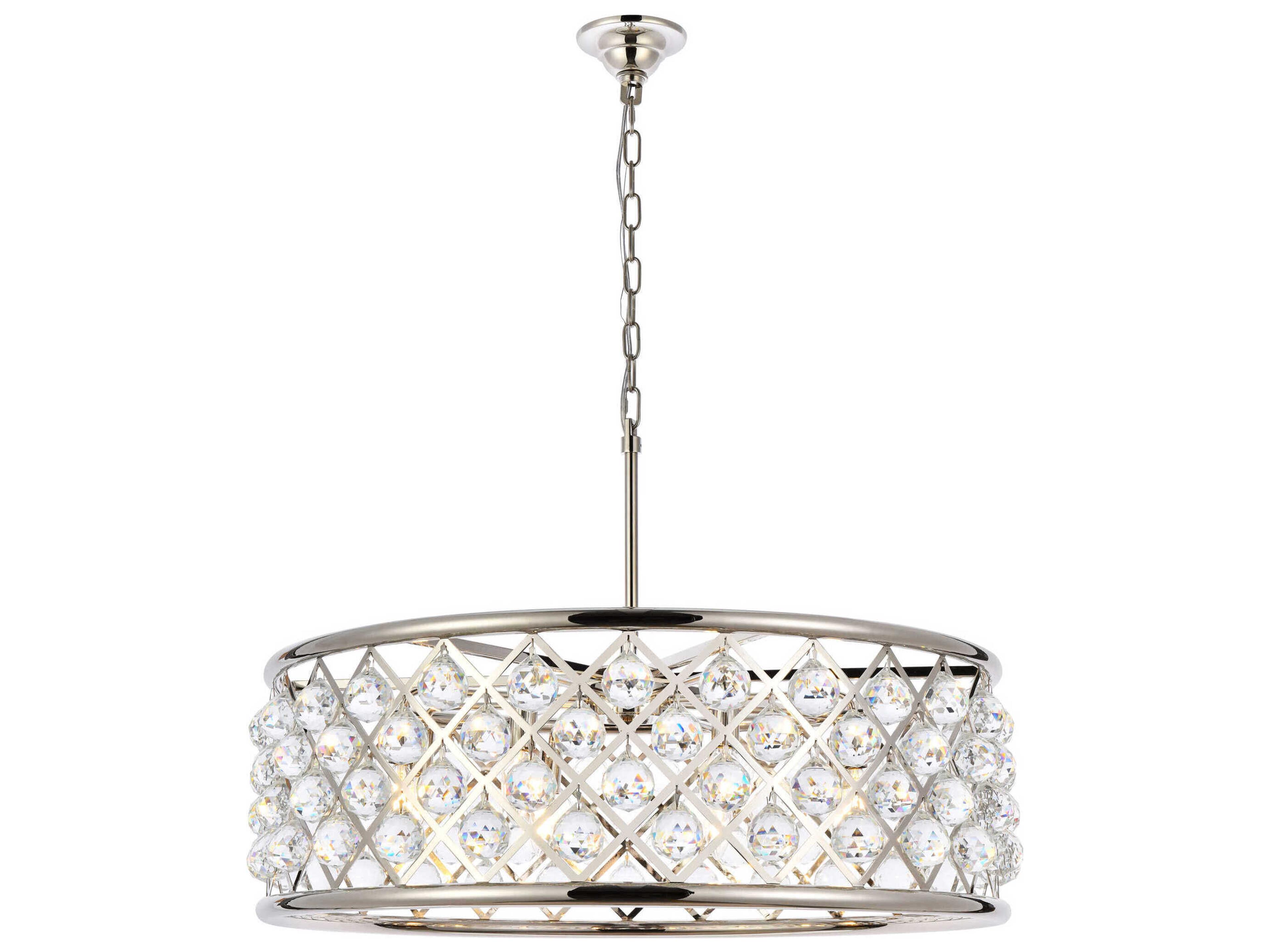 Madison 8-Light Polished Nickel Clear Crystal Drum Pendant