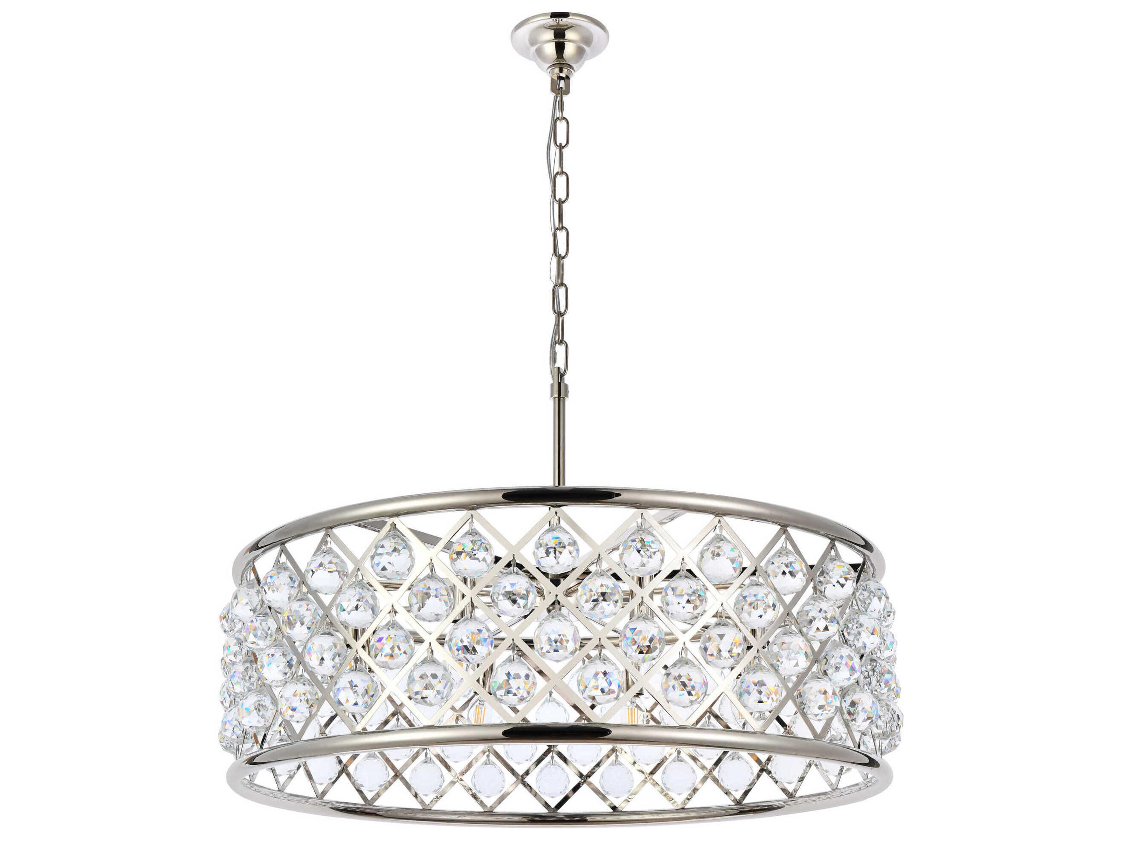 Elegant Lighting Madison 8-Light Polished Nickel Clear Crystal Drum Pendant