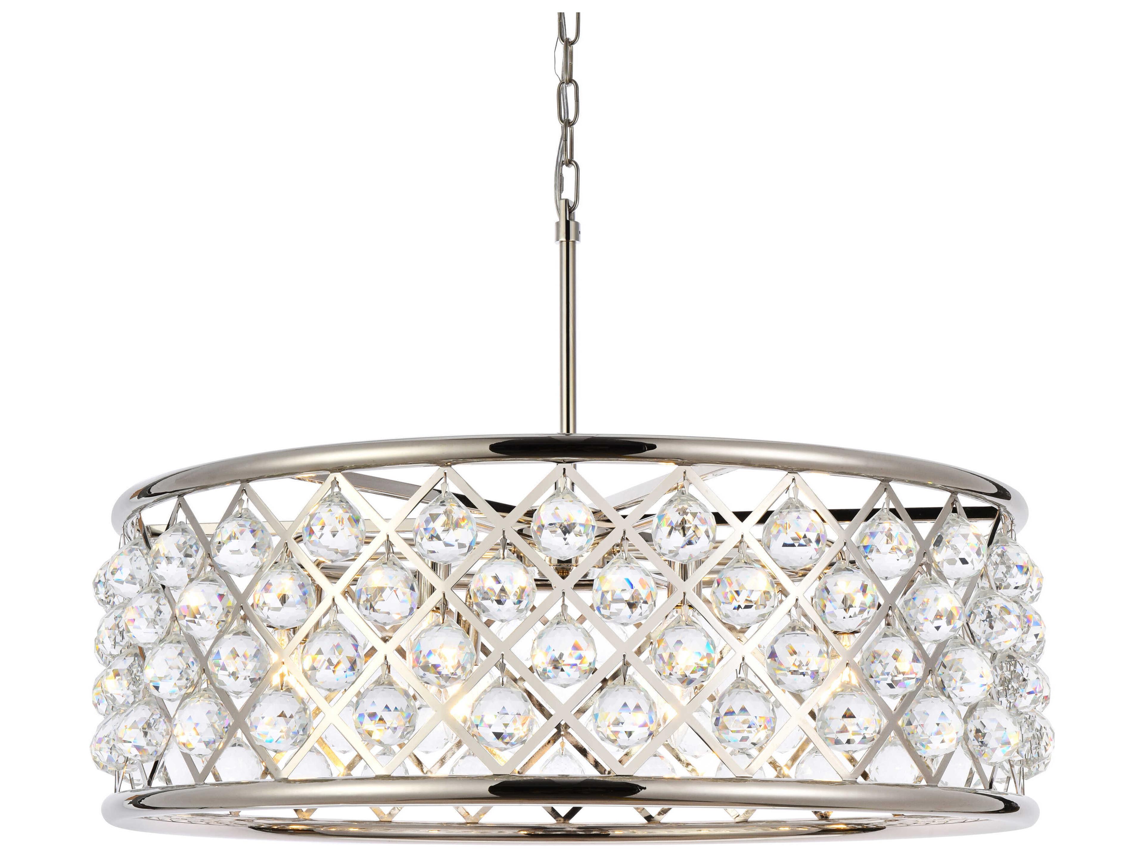 Elegant Lighting Madison 8-Light Polished Nickel Clear Crystal Drum Pendant