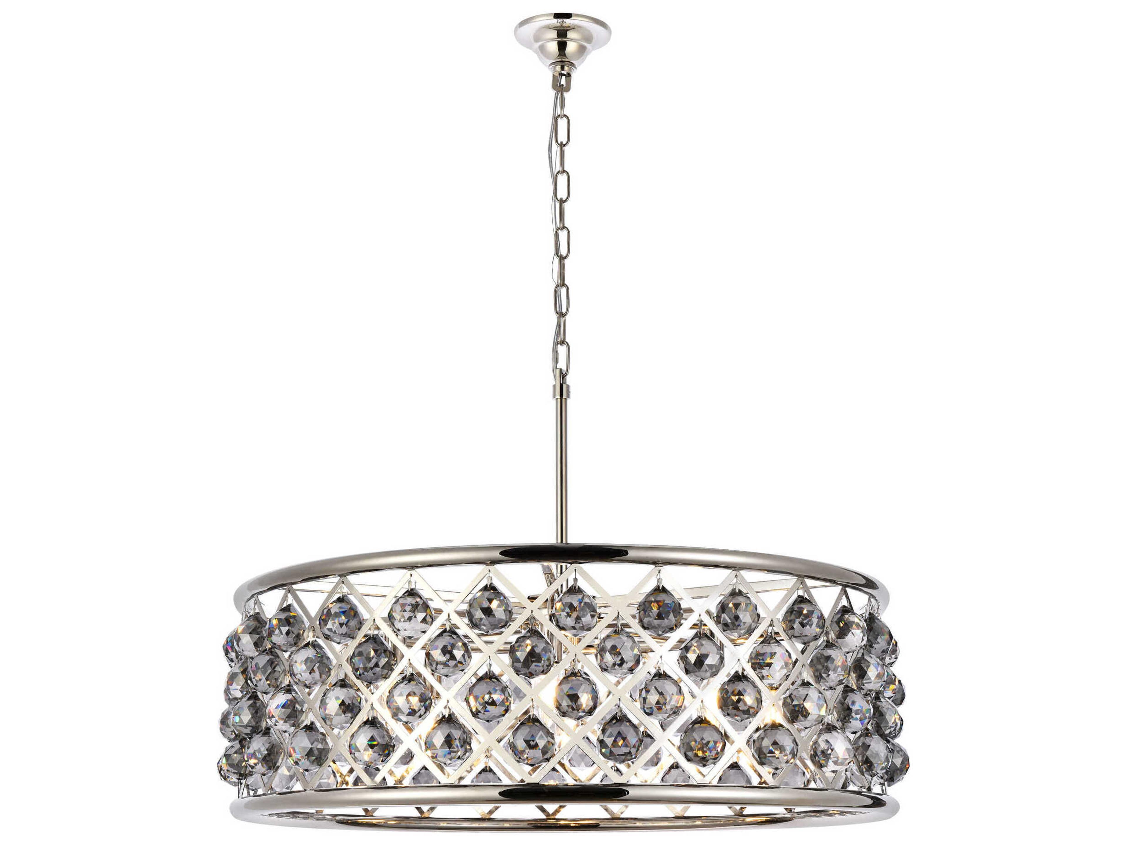 Madison 8-Light Polished Nickel Silver Crystal Drum Pendant