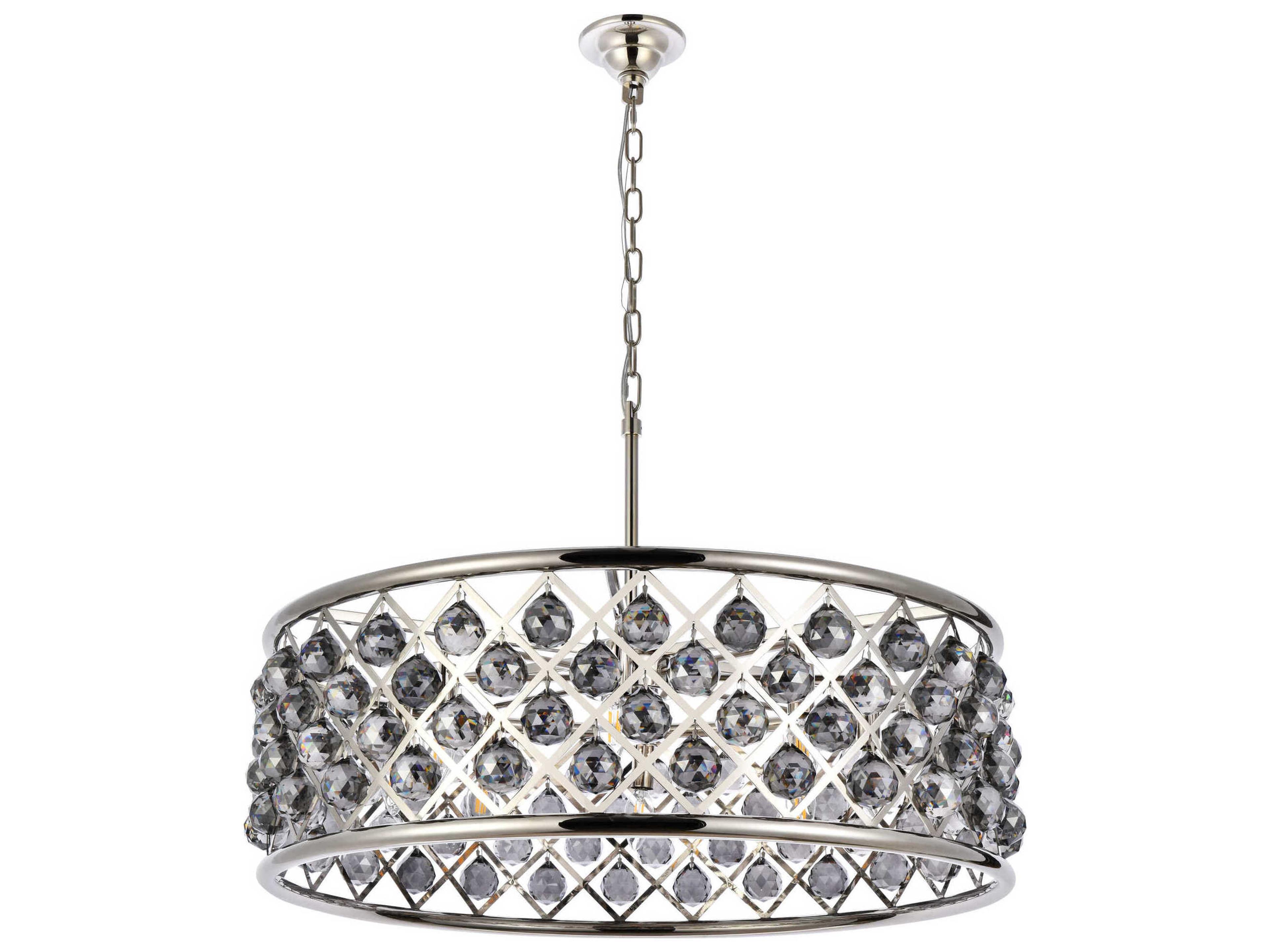 Elegant Lighting Madison 8-Light Polished Nickel Silver Crystal Drum Pendant