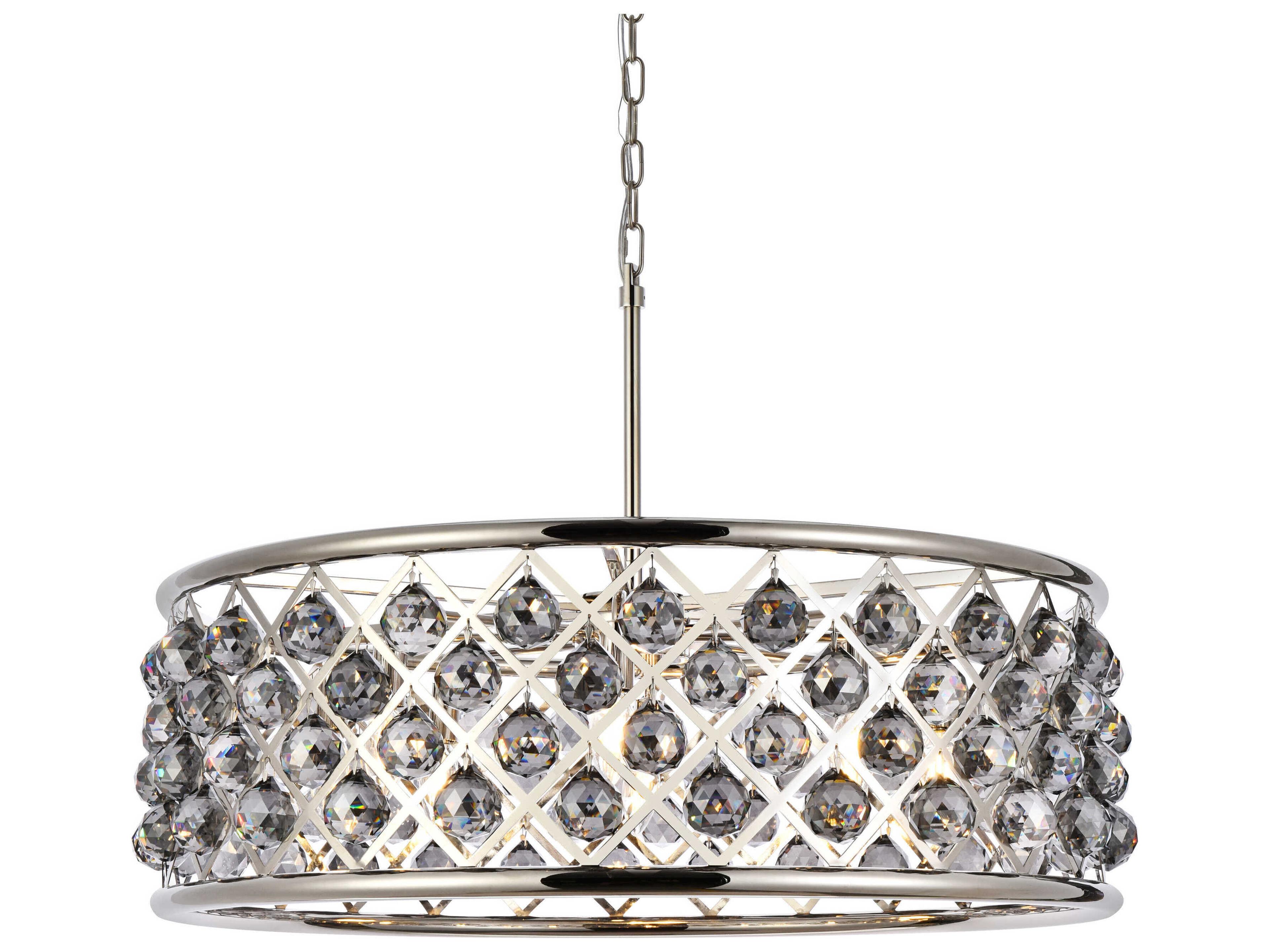 Elegant Lighting Madison 8-Light Polished Nickel Silver Crystal Drum Pendant