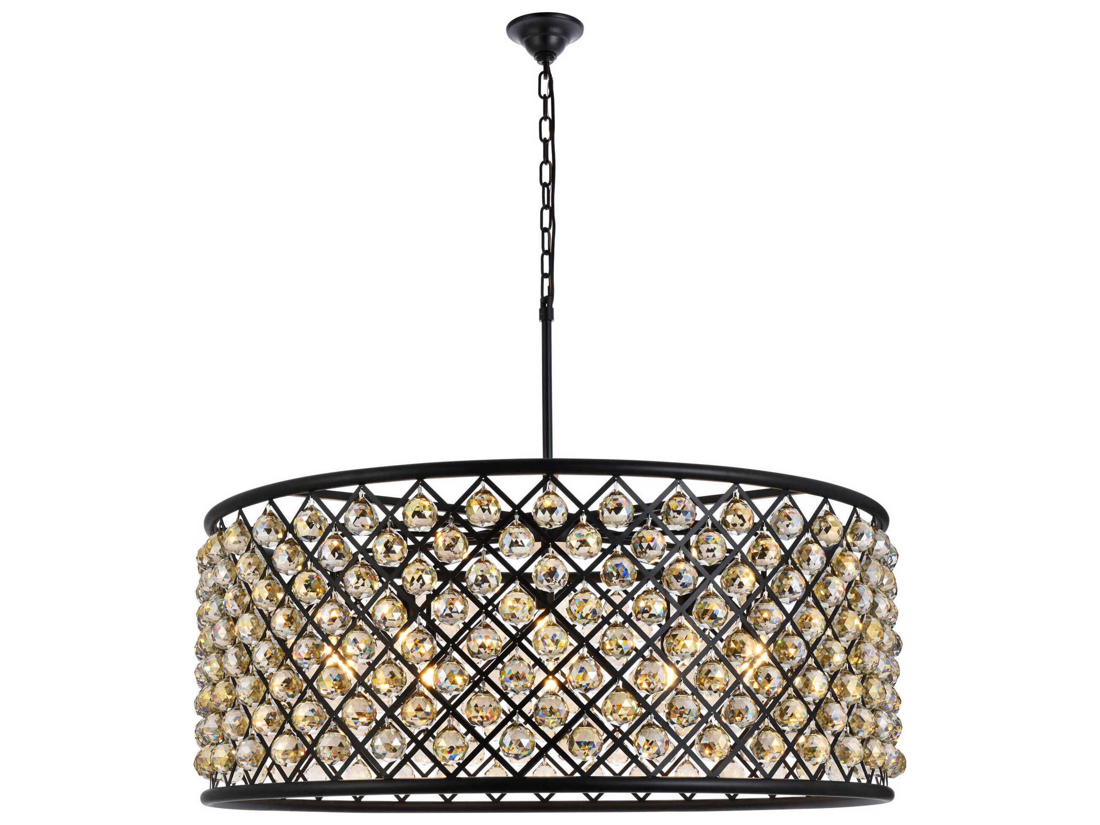 Madison 10-Light Matte Black Crystal Drum Chandelier