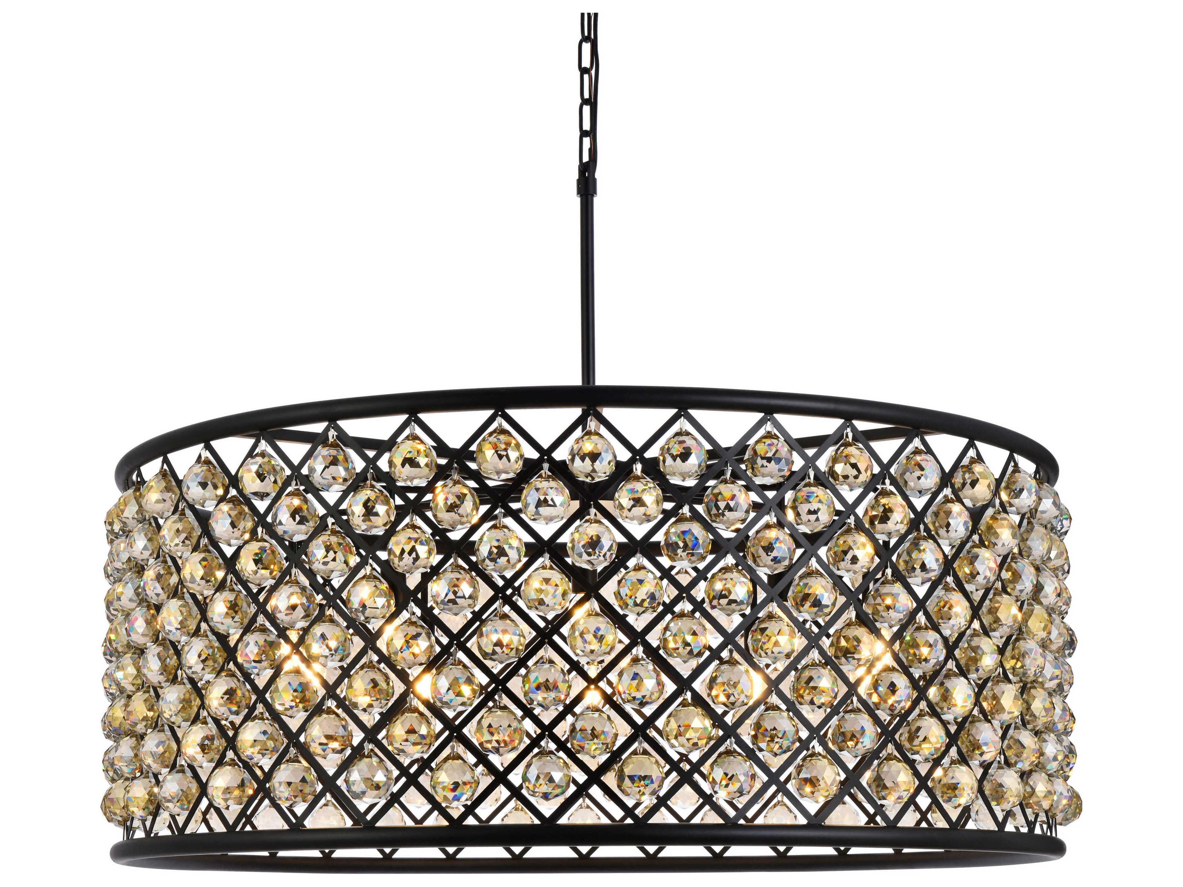 Elegant Lighting Madison 10-Light Matte Black Crystal Drum Chandelier