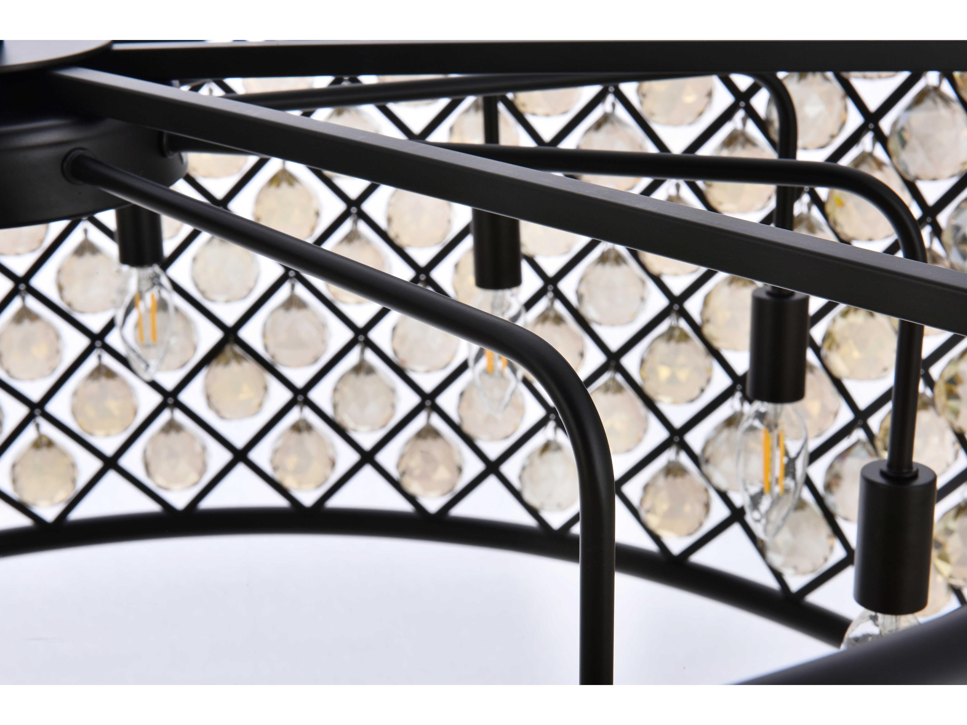 Elegant Lighting Madison 10-Light Matte Black Crystal Drum Chandelier