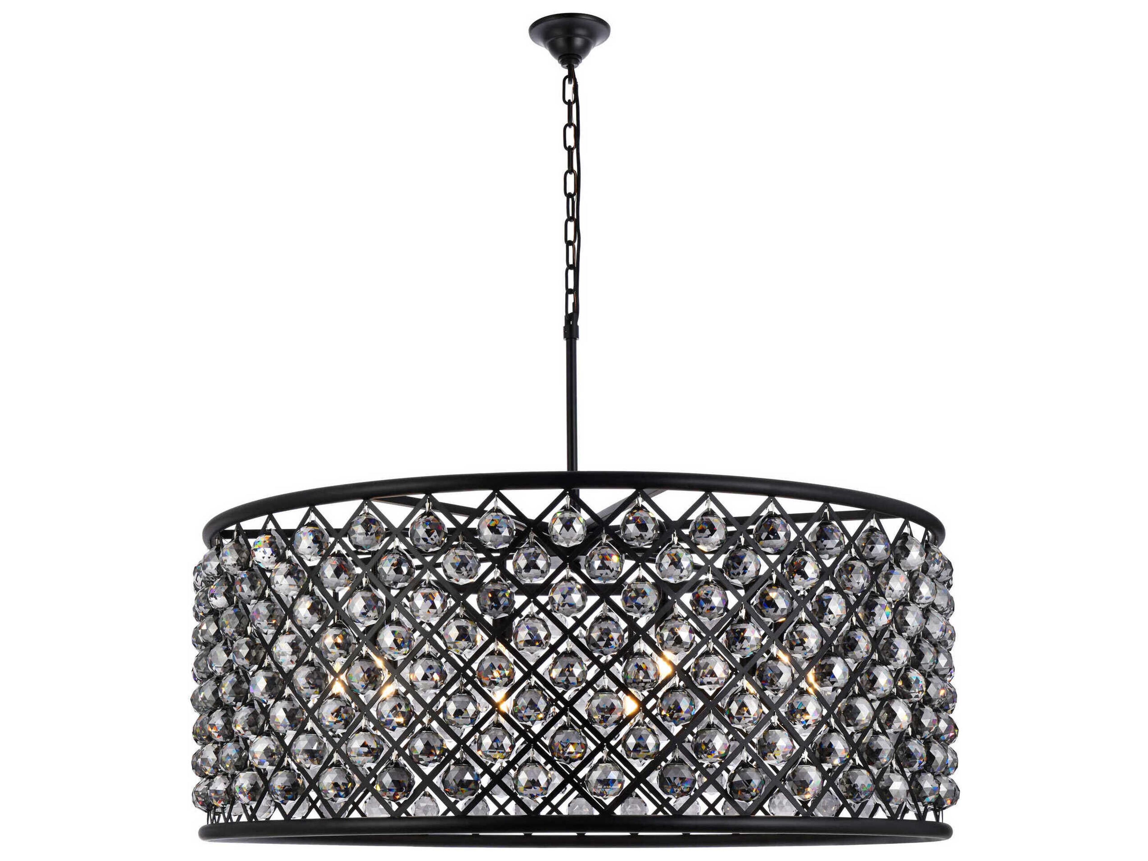 Madison 10-Light Matte Black Crystal Drum Chandelier