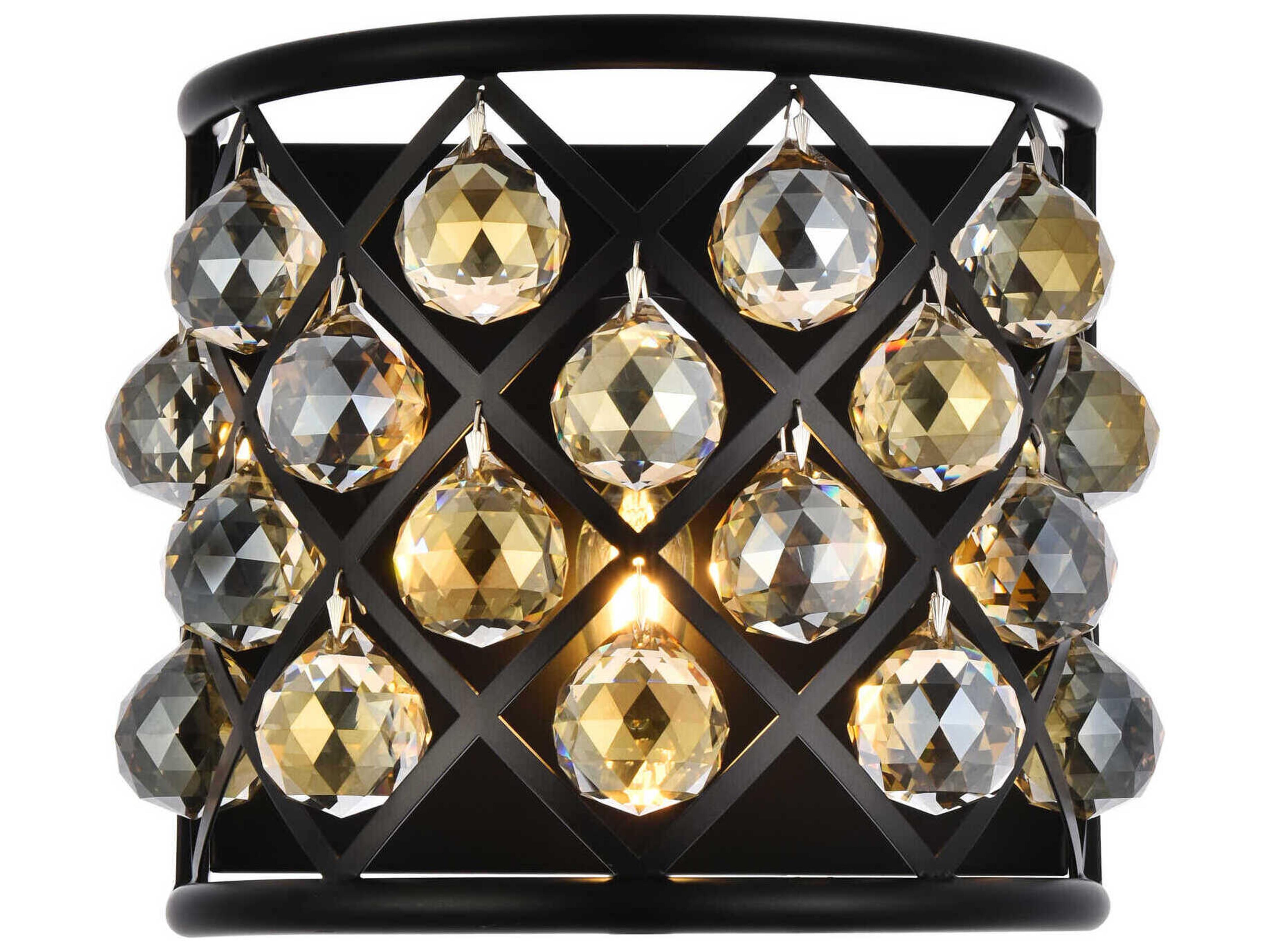 Madison 1-Light Matte Black Gold Crystal Wall Sconce