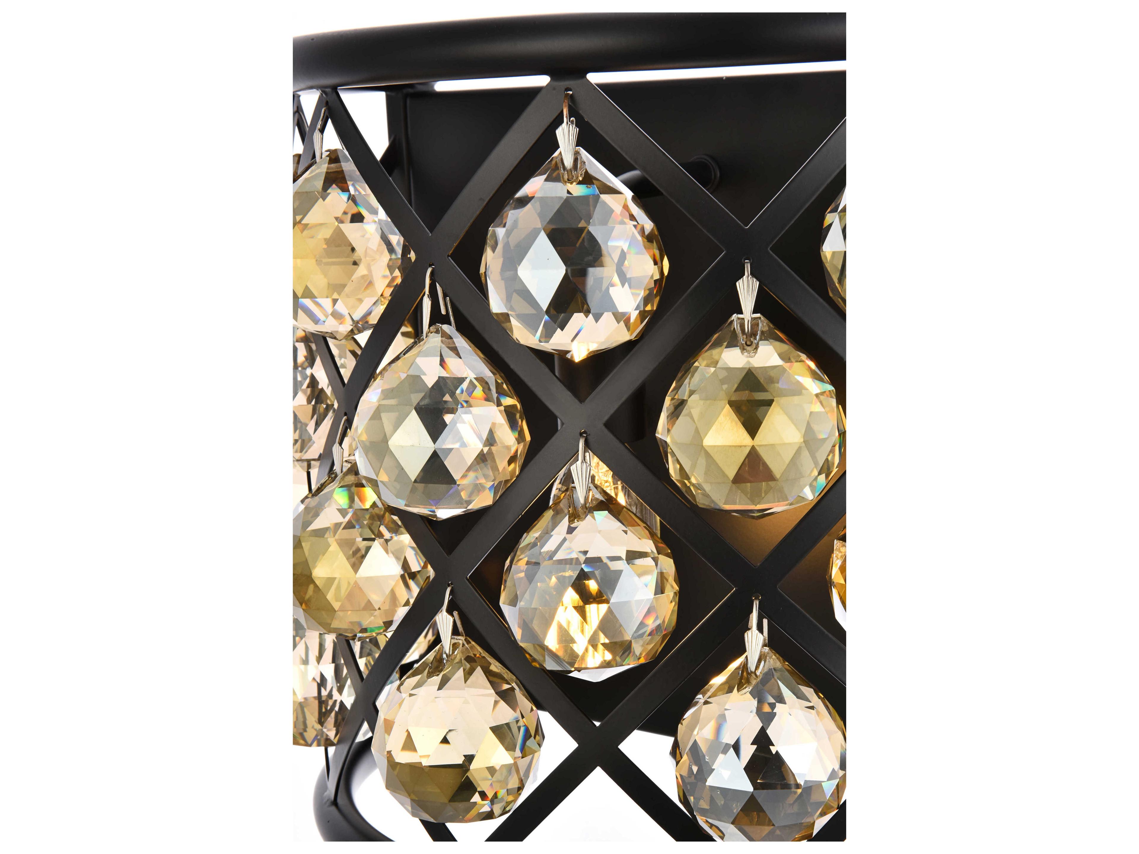 Elegant Lighting Madison 1-Light Matte Black Gold Crystal Wall Sconce
