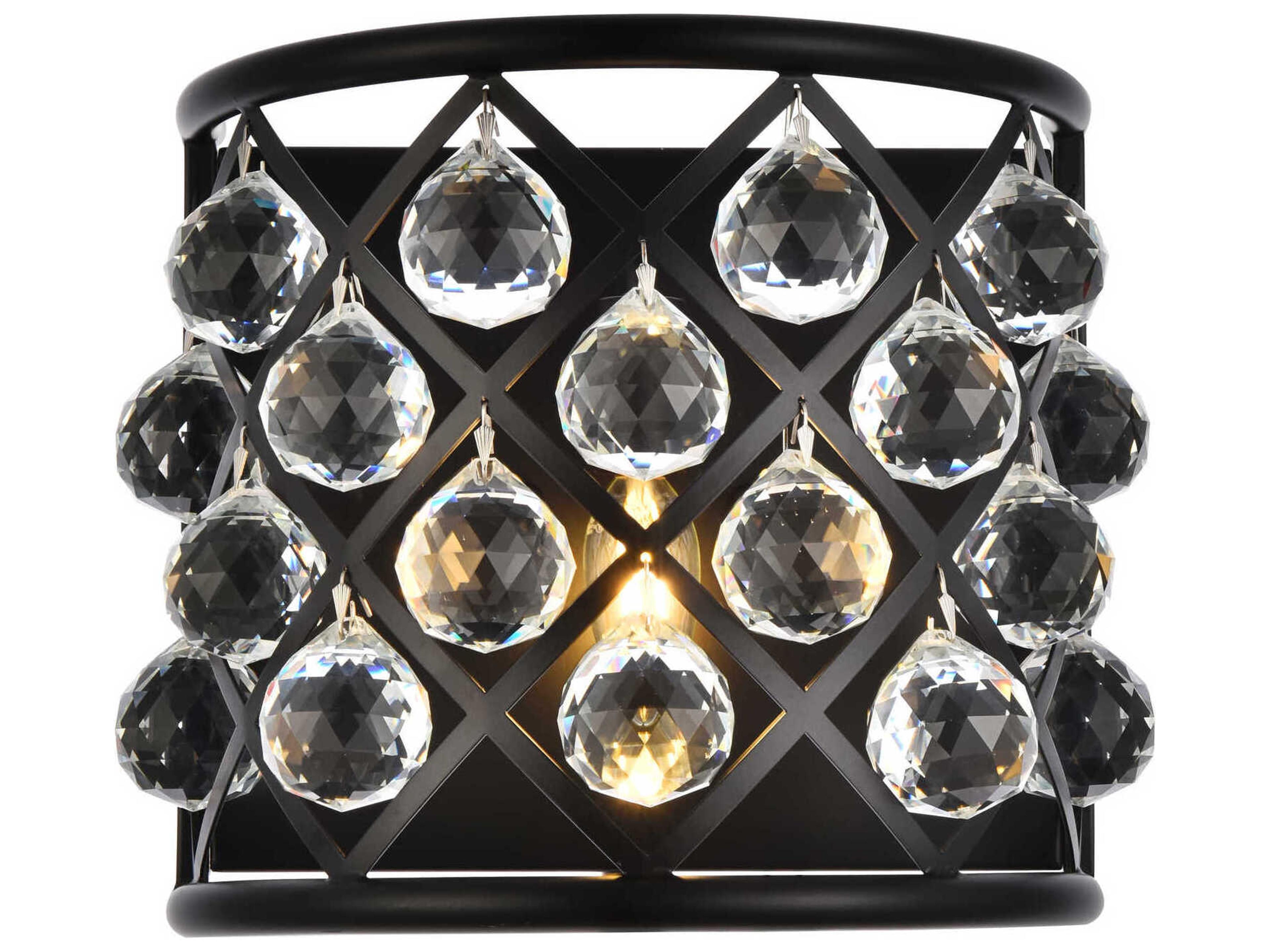 Madison 1-Light Matte Black Clear Crystal Wall Sconce