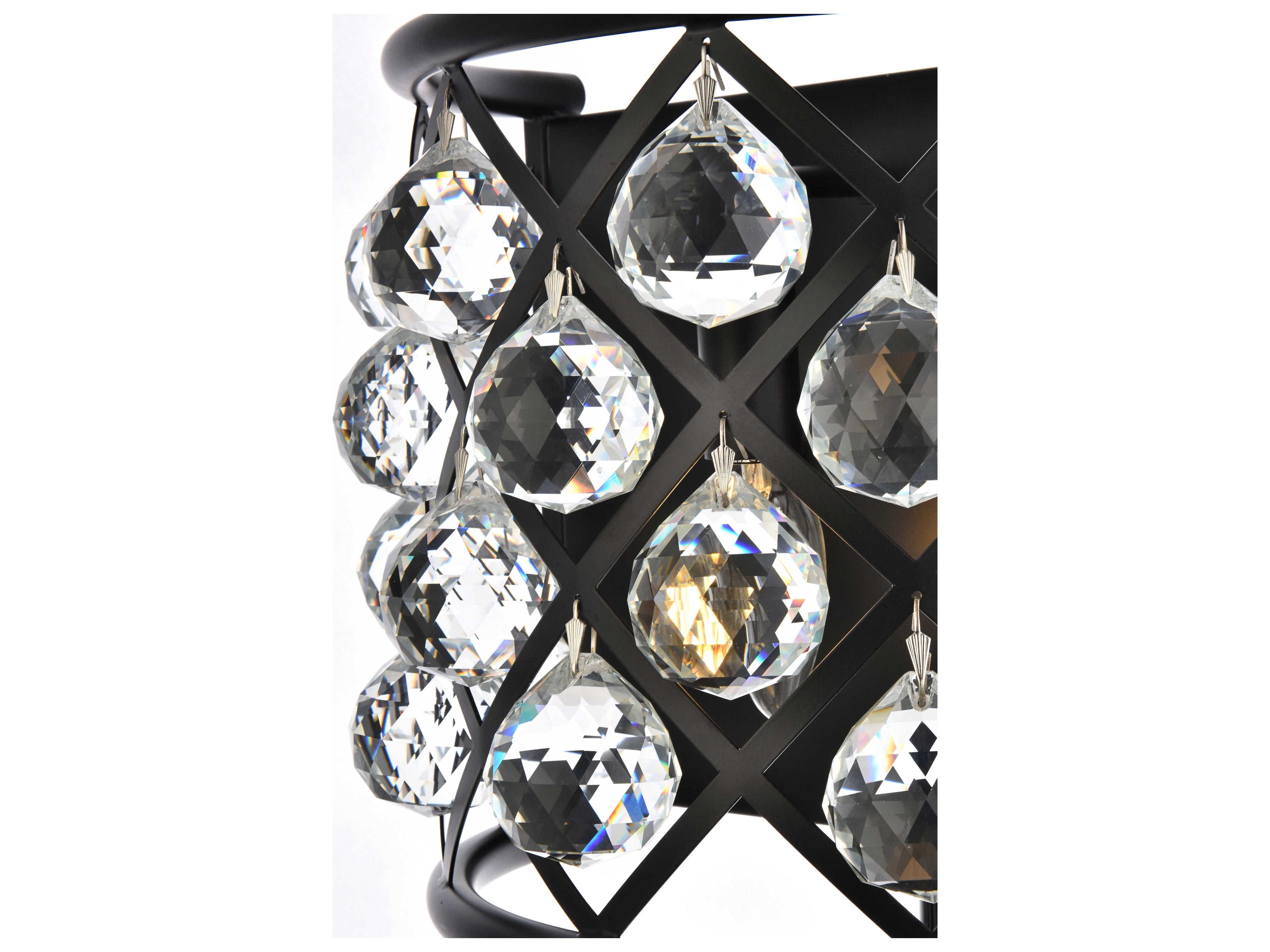 Elegant Lighting Madison 1-Light Matte Black Clear Crystal Wall Sconce