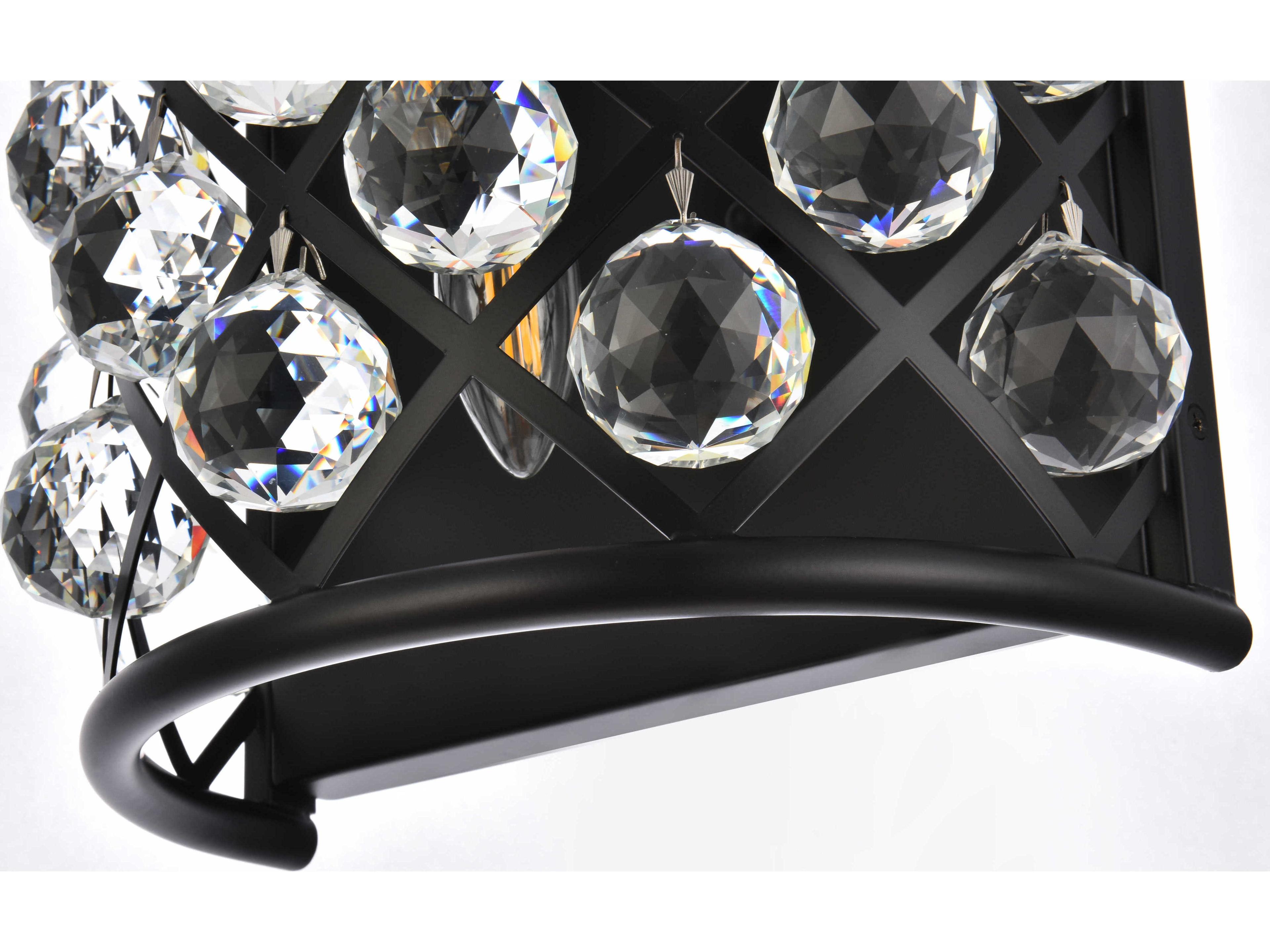 Elegant Lighting Madison 1-Light Matte Black Clear Crystal Wall Sconce