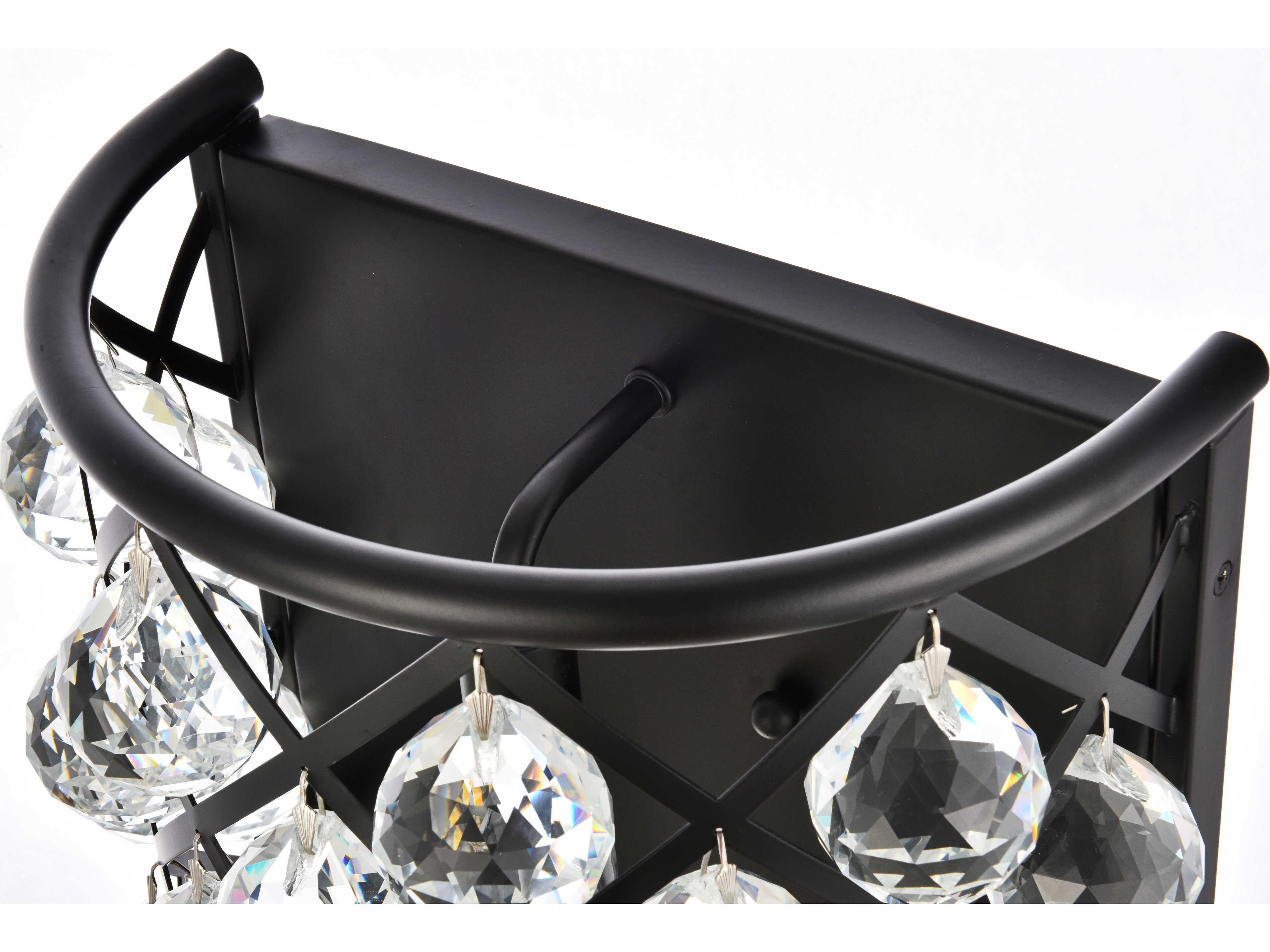 Elegant Lighting Madison 1-Light Matte Black Clear Crystal Wall Sconce