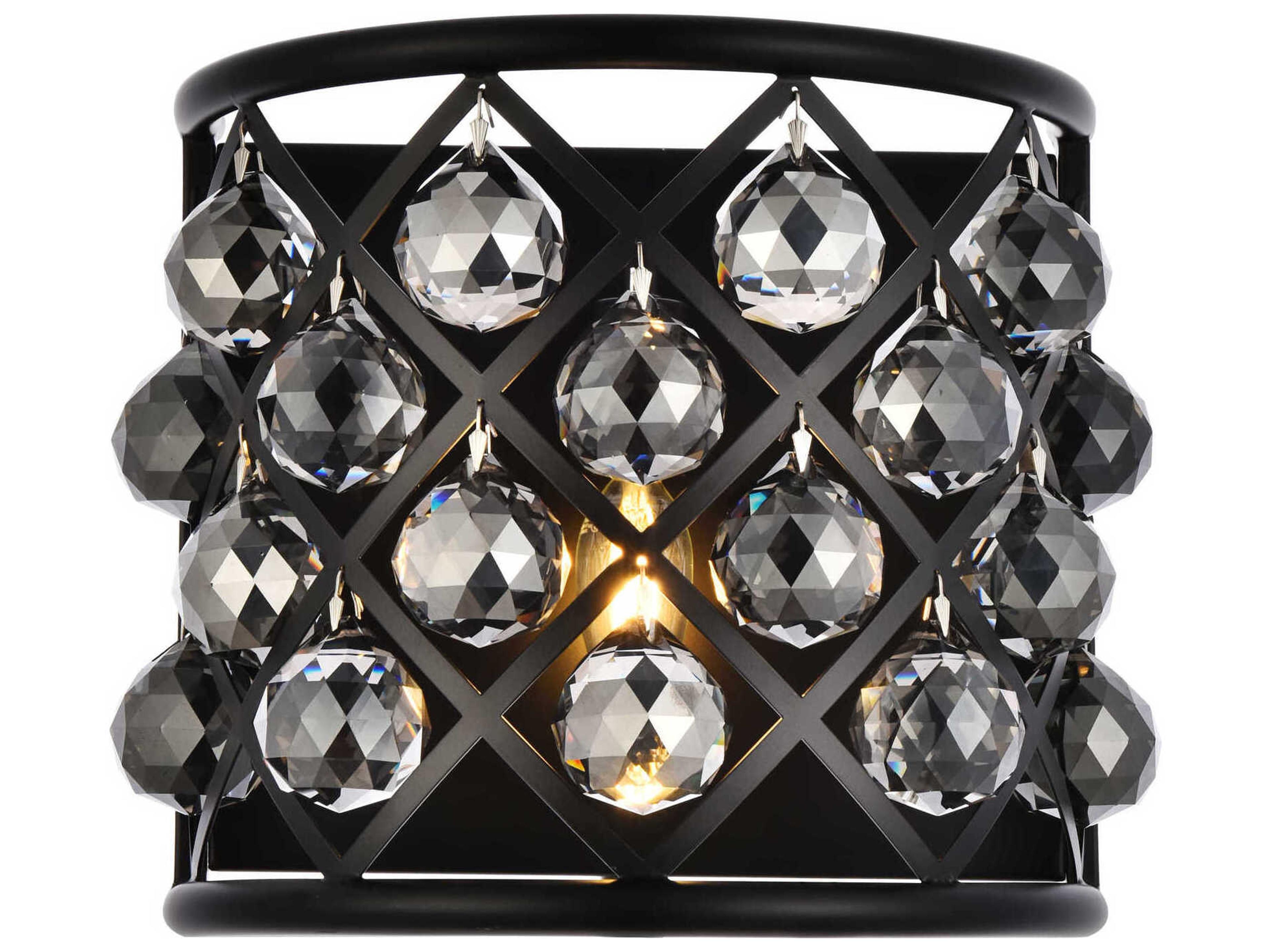 Madison 1-Light Matte Black Silver Crystal Wall Sconce