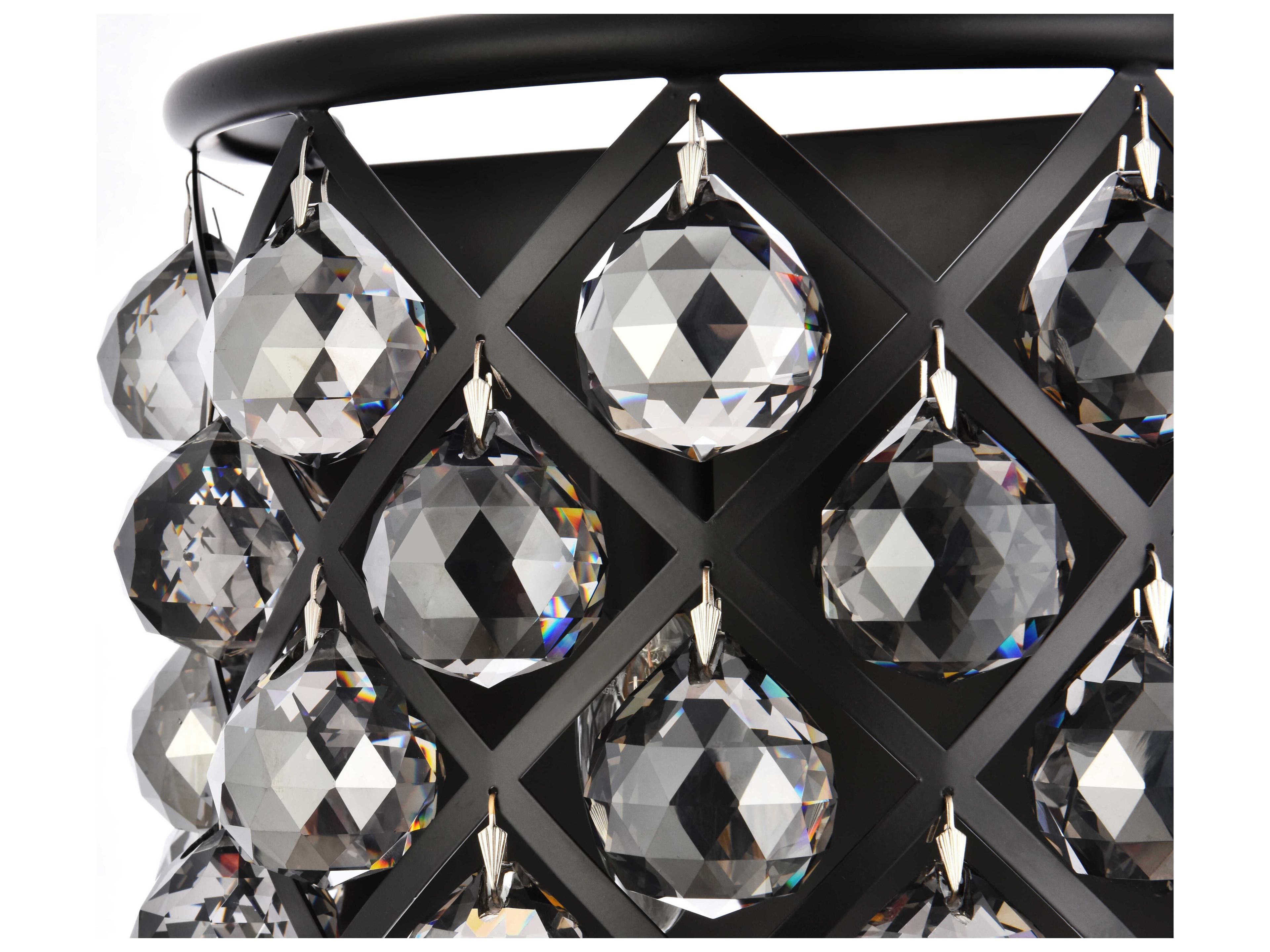 Elegant Lighting Madison 1-Light Matte Black Silver Crystal Wall Sconce