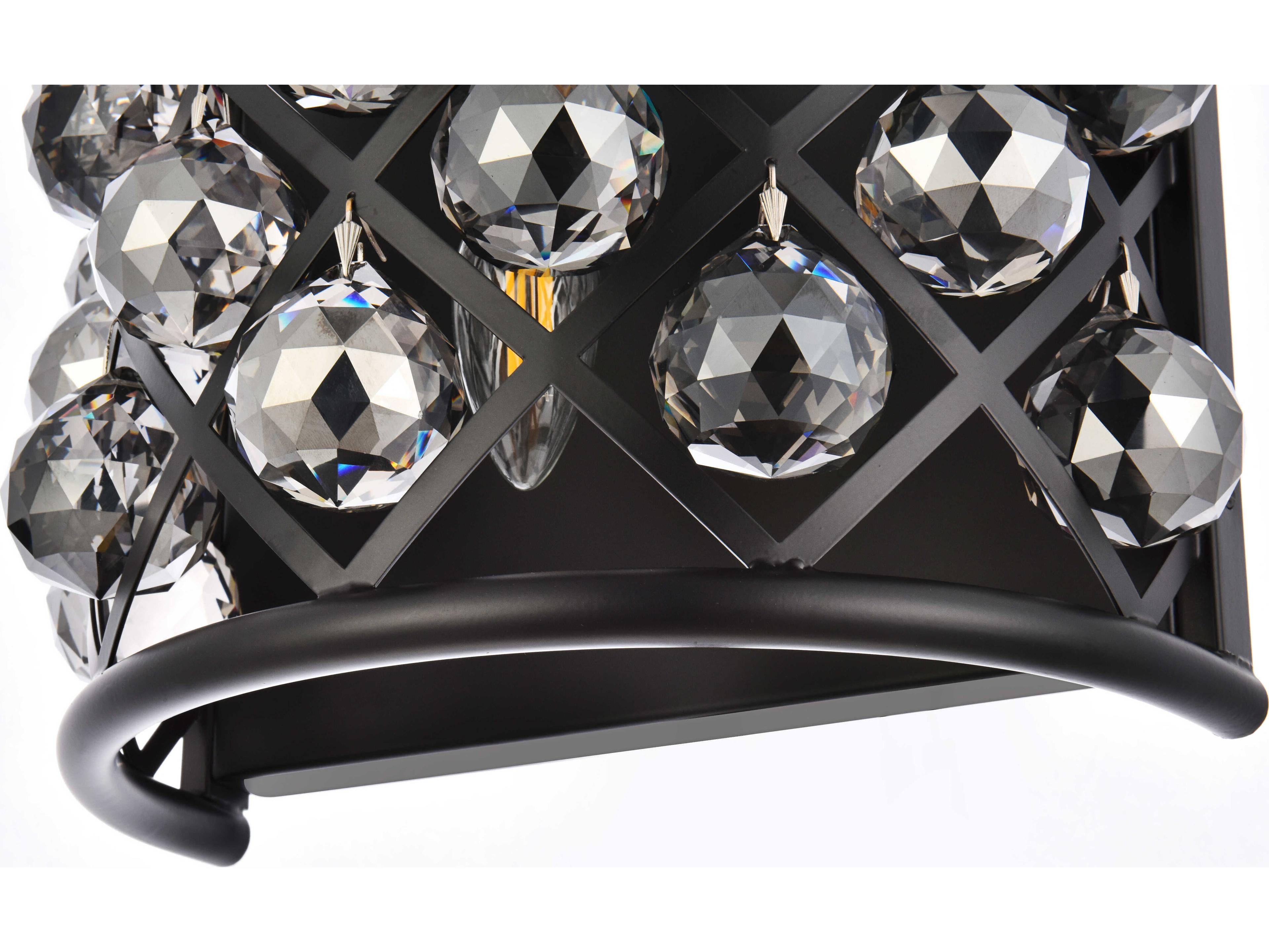 Elegant Lighting Madison 1-Light Matte Black Silver Crystal Wall Sconce