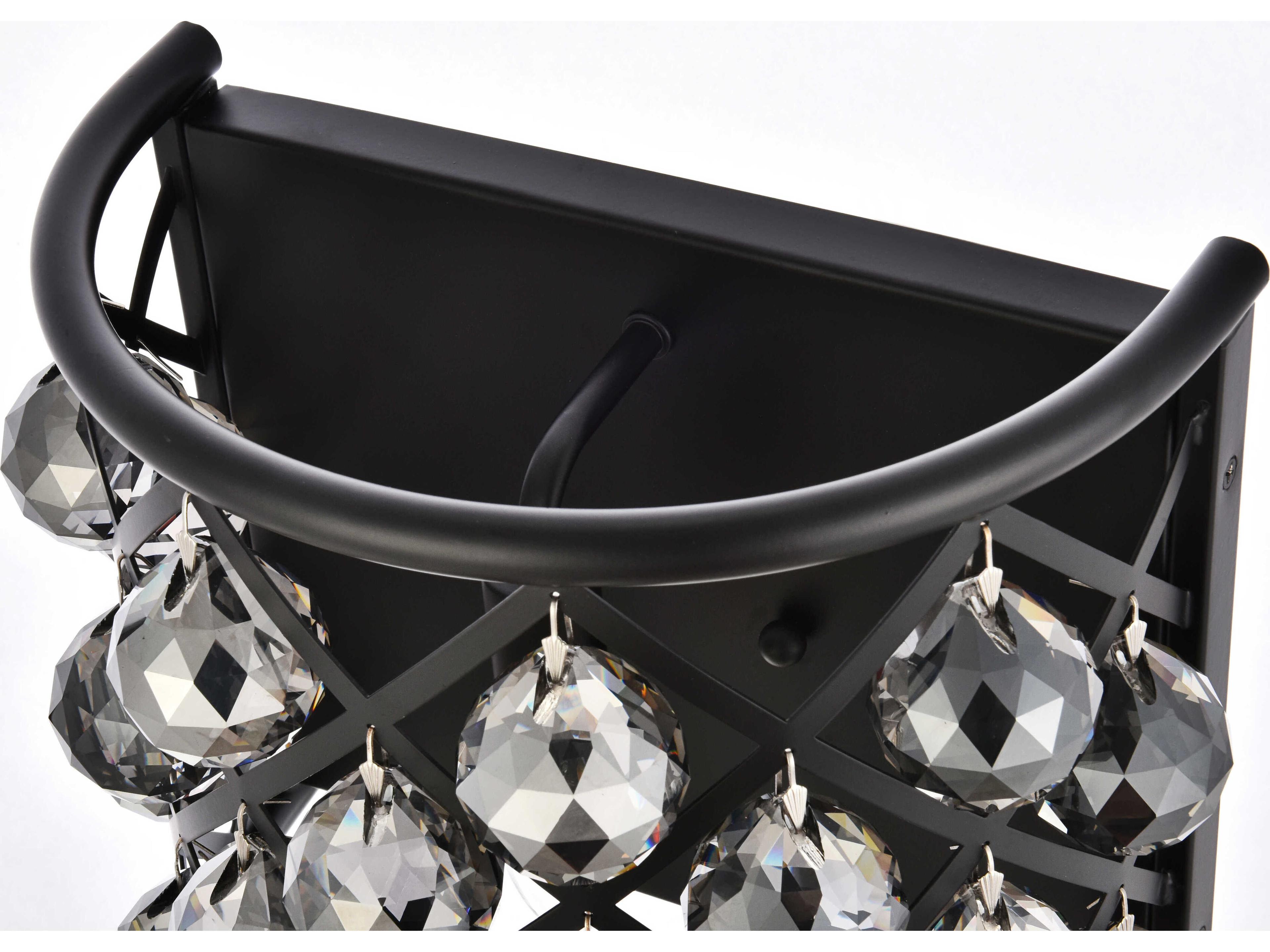 Elegant Lighting Madison 1-Light Matte Black Silver Crystal Wall Sconce