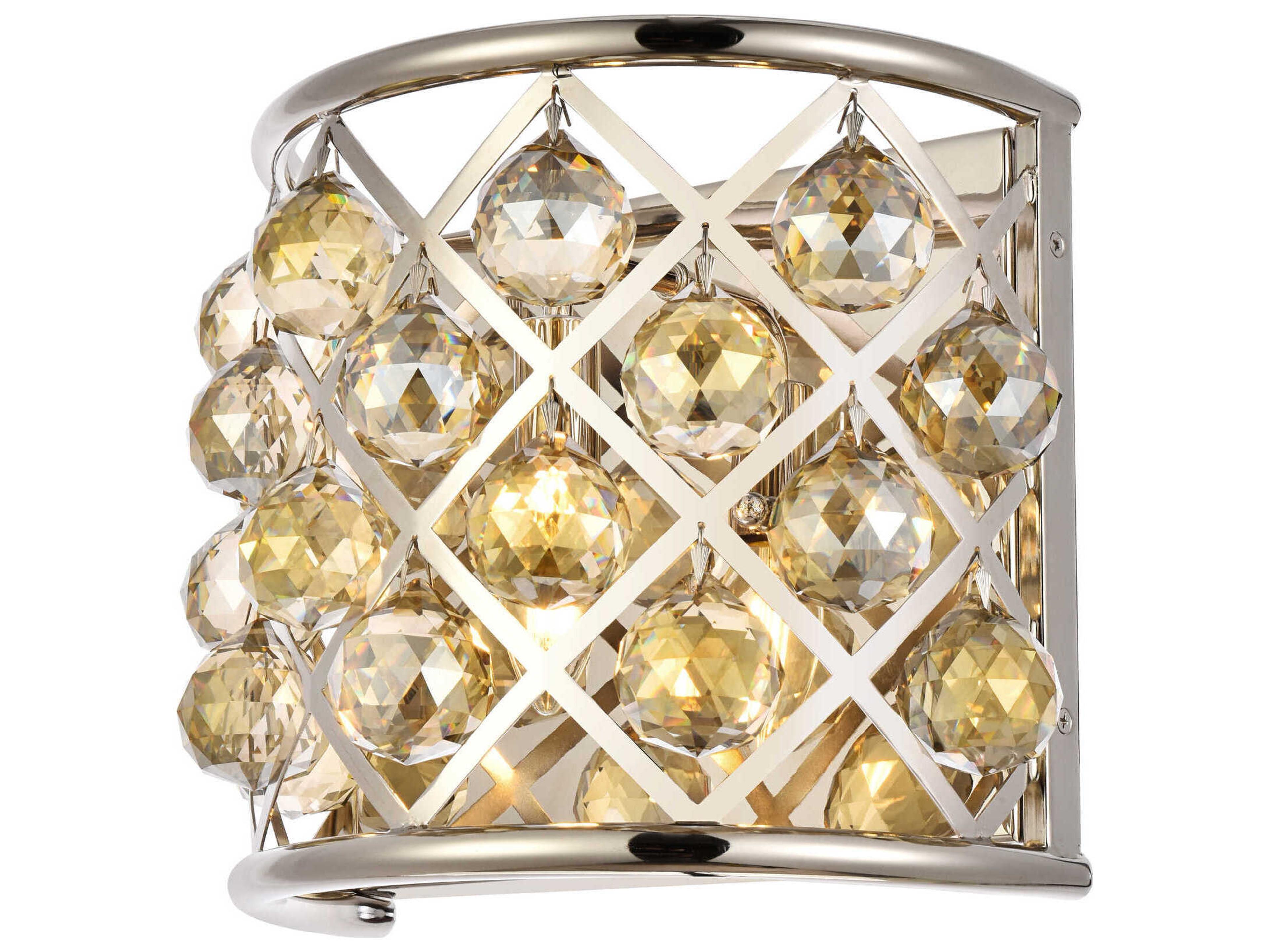Elegant Lighting Madison 1-Light Polished Nickel Gold Crystal Wall Sconce
