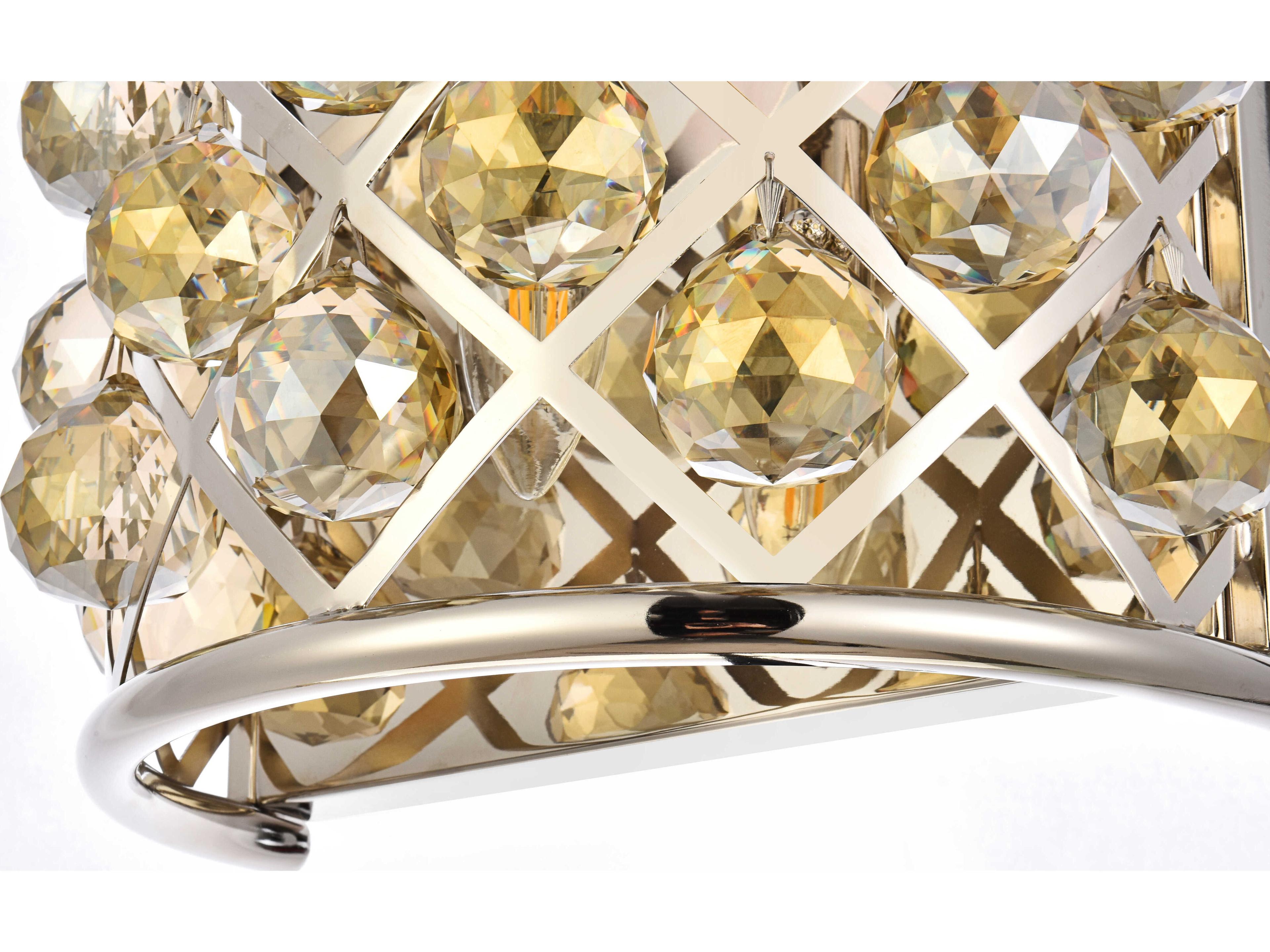 Elegant Lighting Madison 1-Light Polished Nickel Gold Crystal Wall Sconce