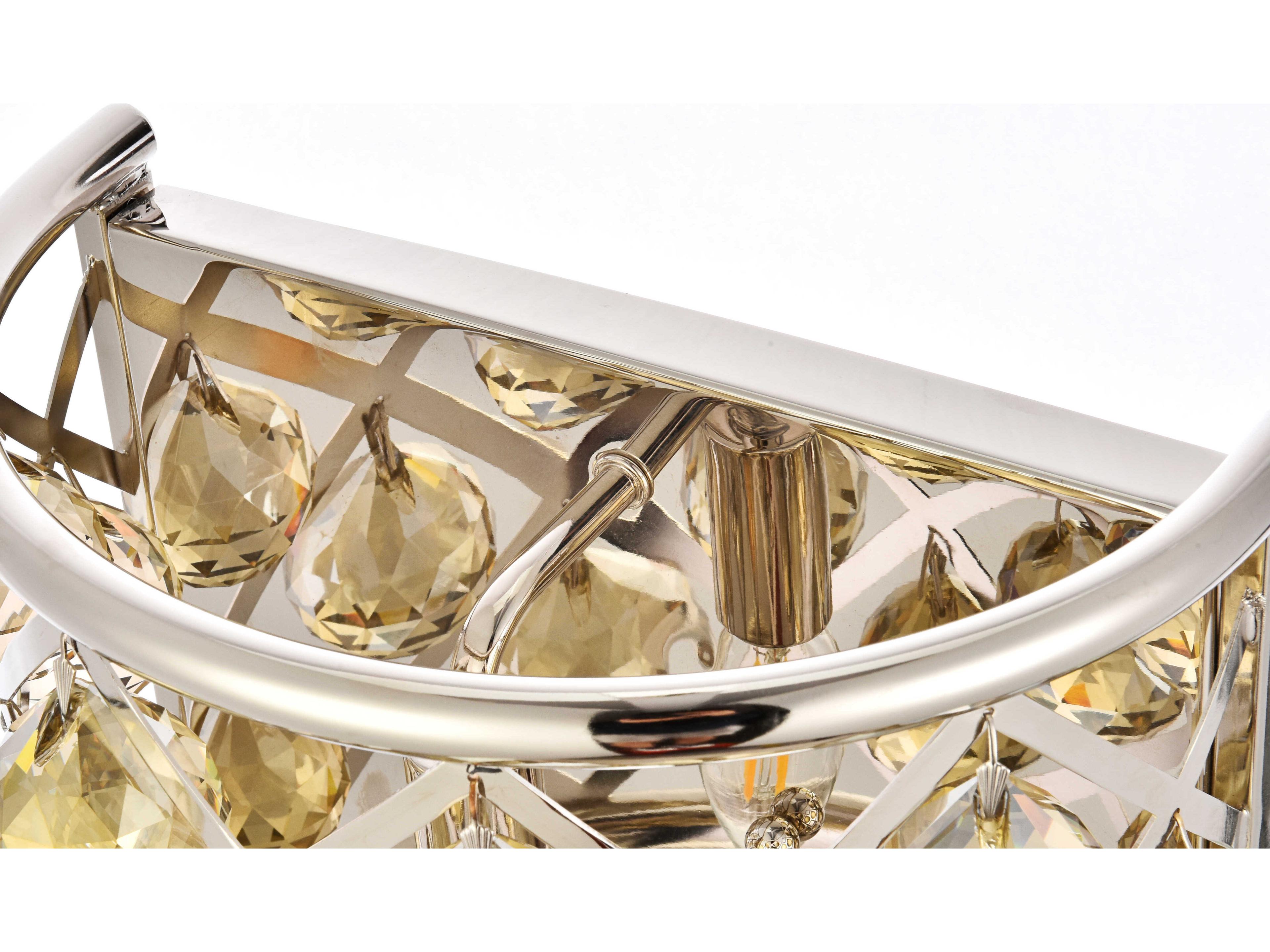 Elegant Lighting Madison 1-Light Polished Nickel Gold Crystal Wall Sconce