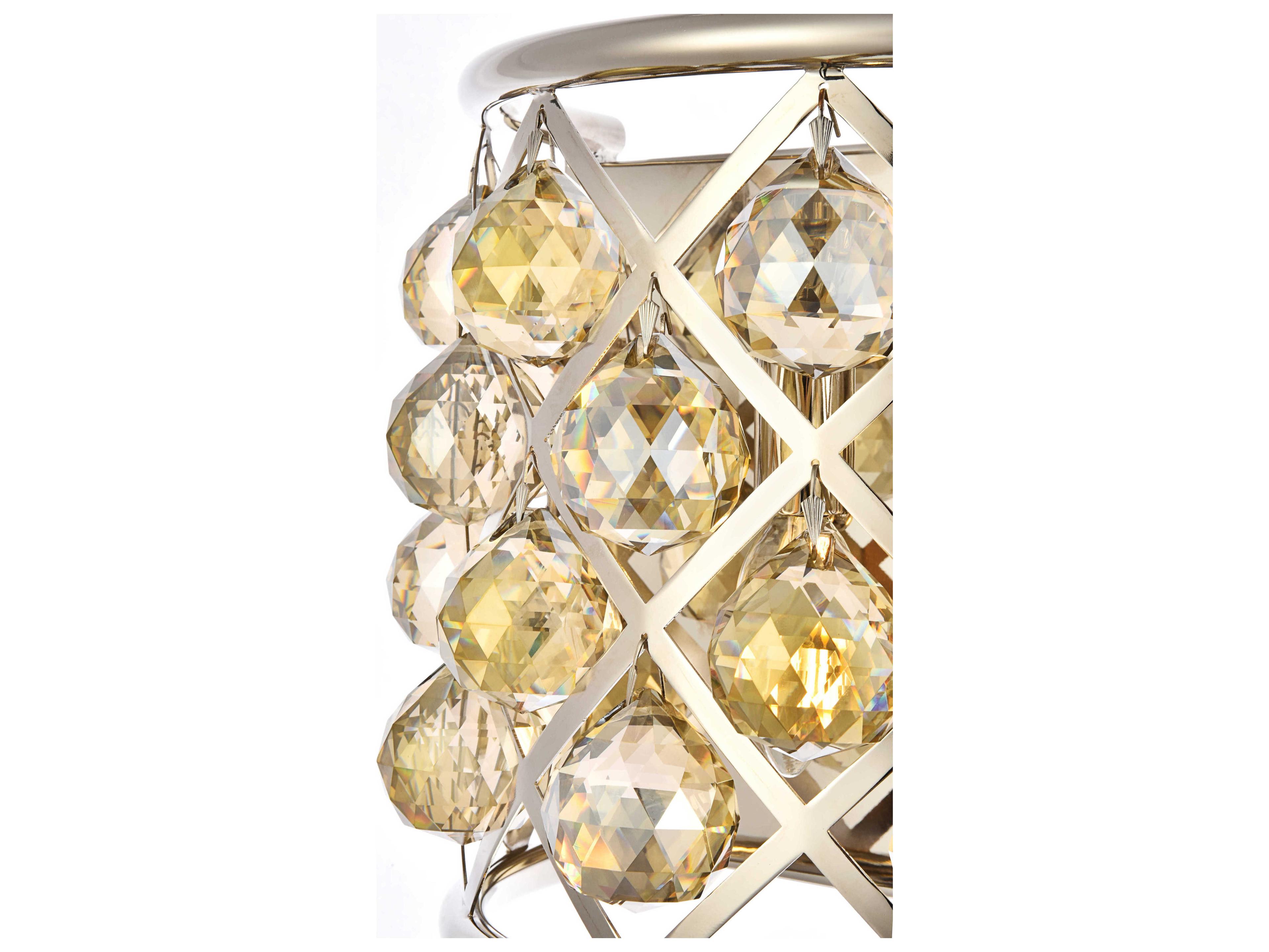Elegant Lighting Madison 1-Light Polished Nickel Gold Crystal Wall Sconce
