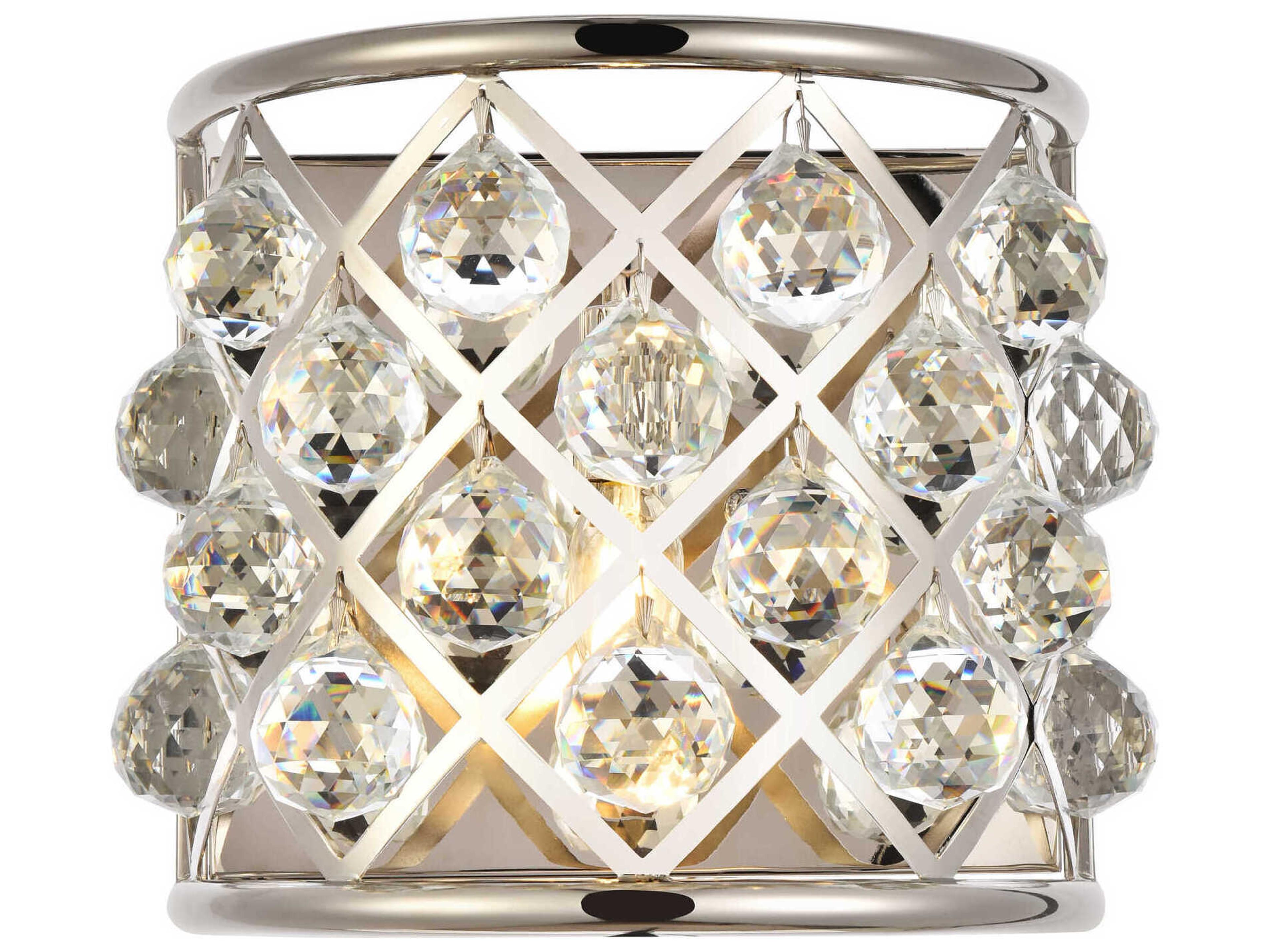 Madison 1-Light Polished Nickel Crystal Wall Sconce