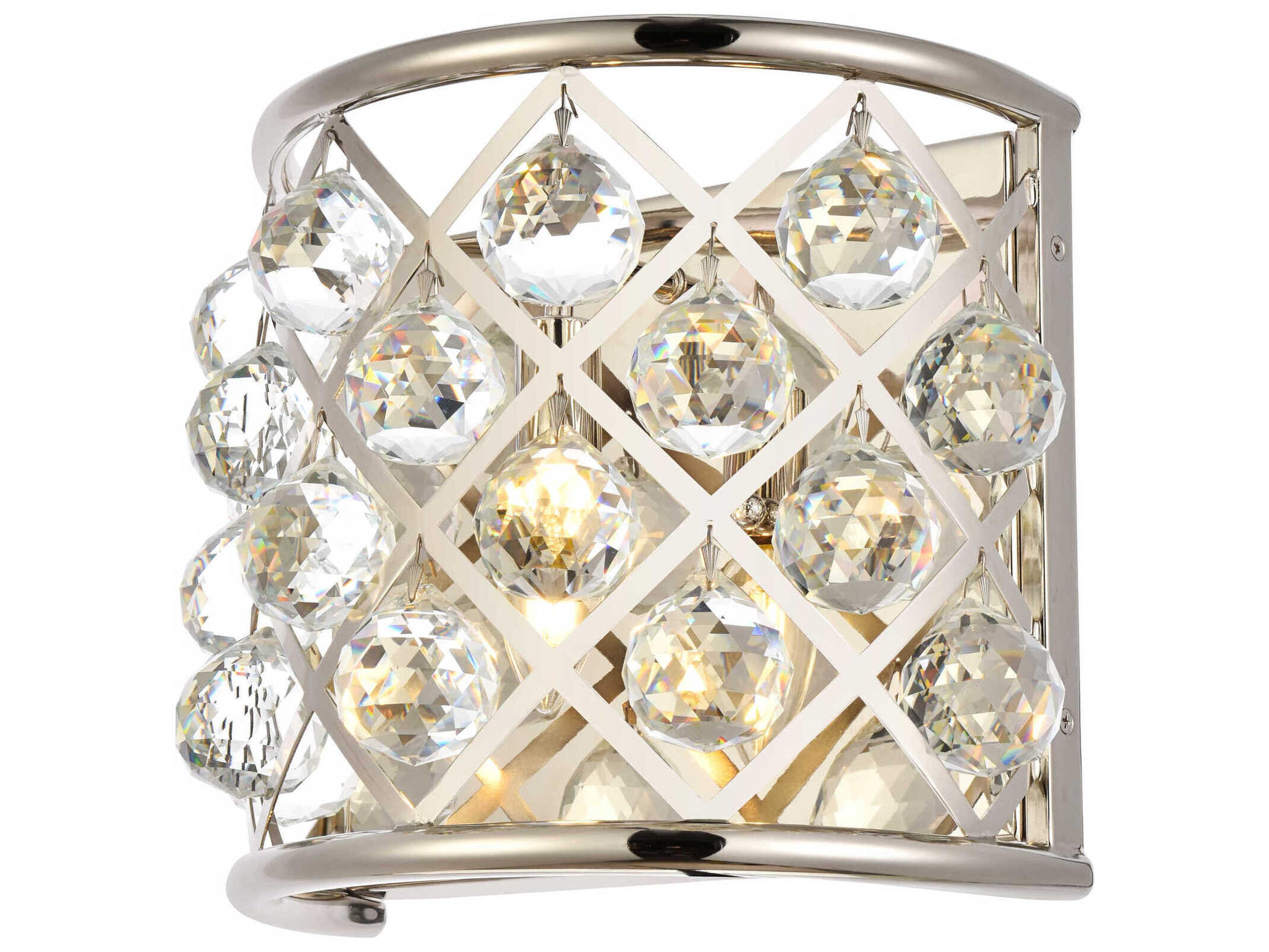 Elegant Lighting Madison 1-Light Polished Nickel Crystal Wall Sconce