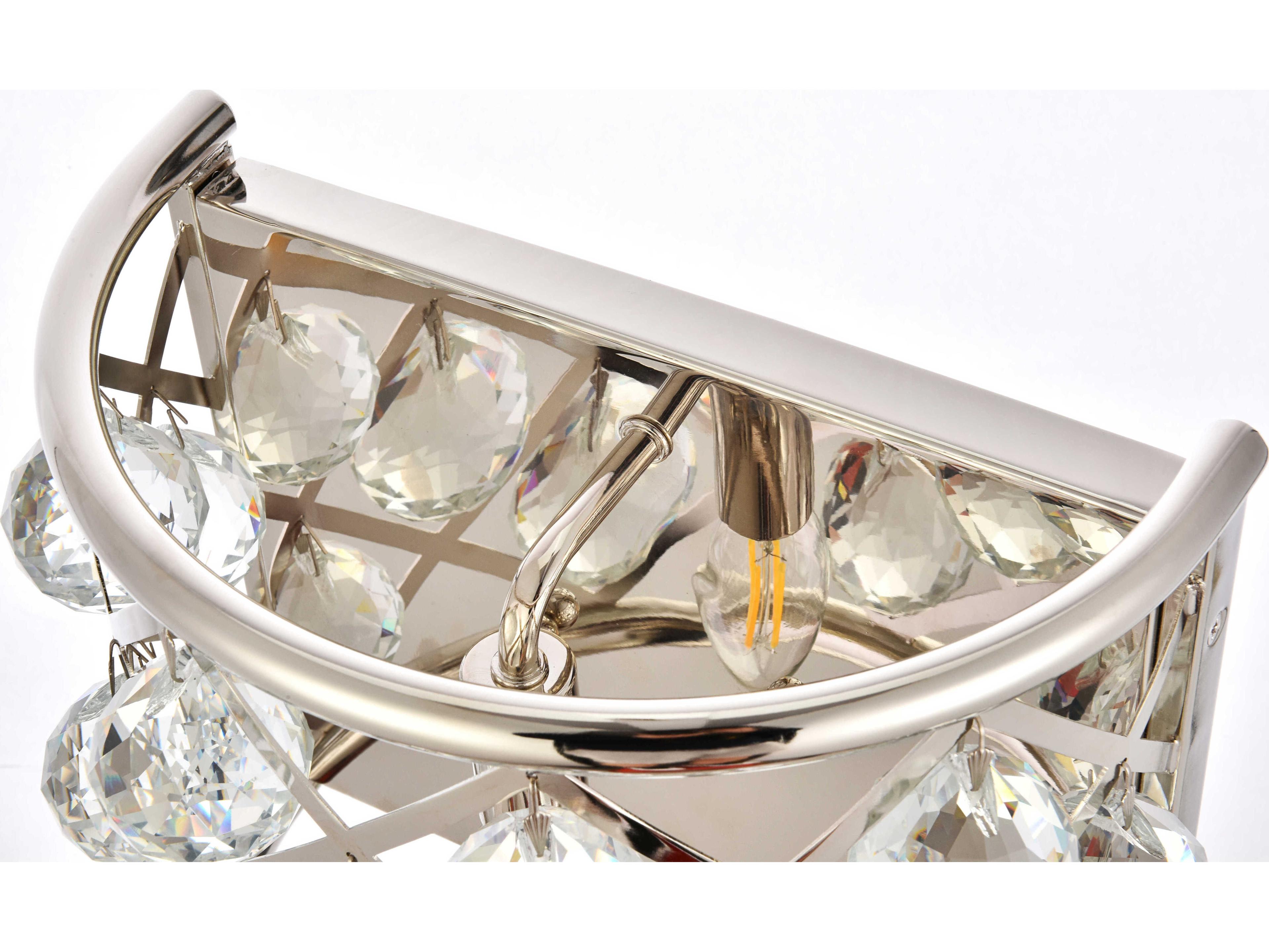 Elegant Lighting Madison 1-Light Polished Nickel Crystal Wall Sconce