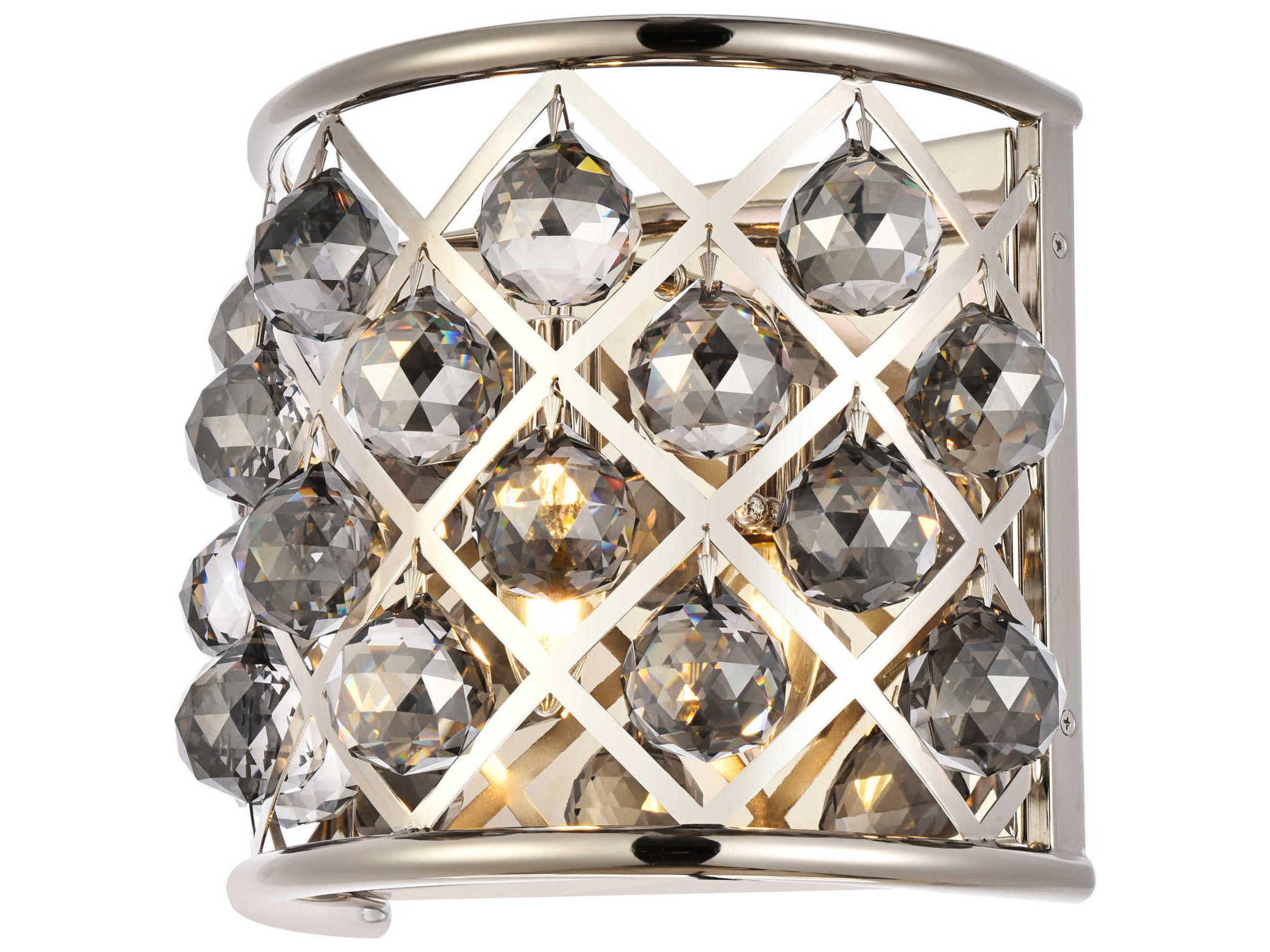 Elegant Lighting Madison 1-Light Polished Nickel Silver Crystal Wall Sconce