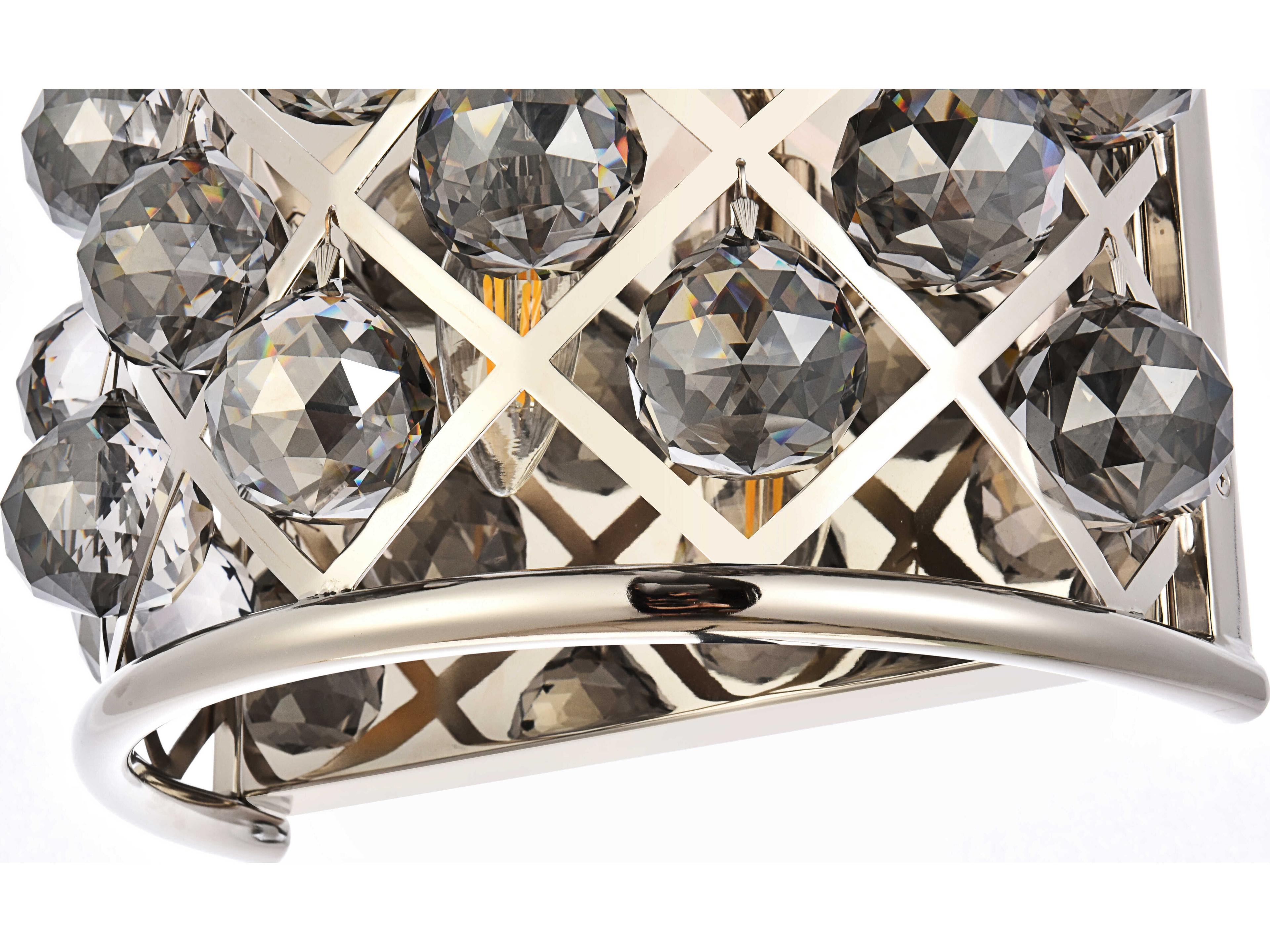 Elegant Lighting Madison 1-Light Polished Nickel Silver Crystal Wall Sconce