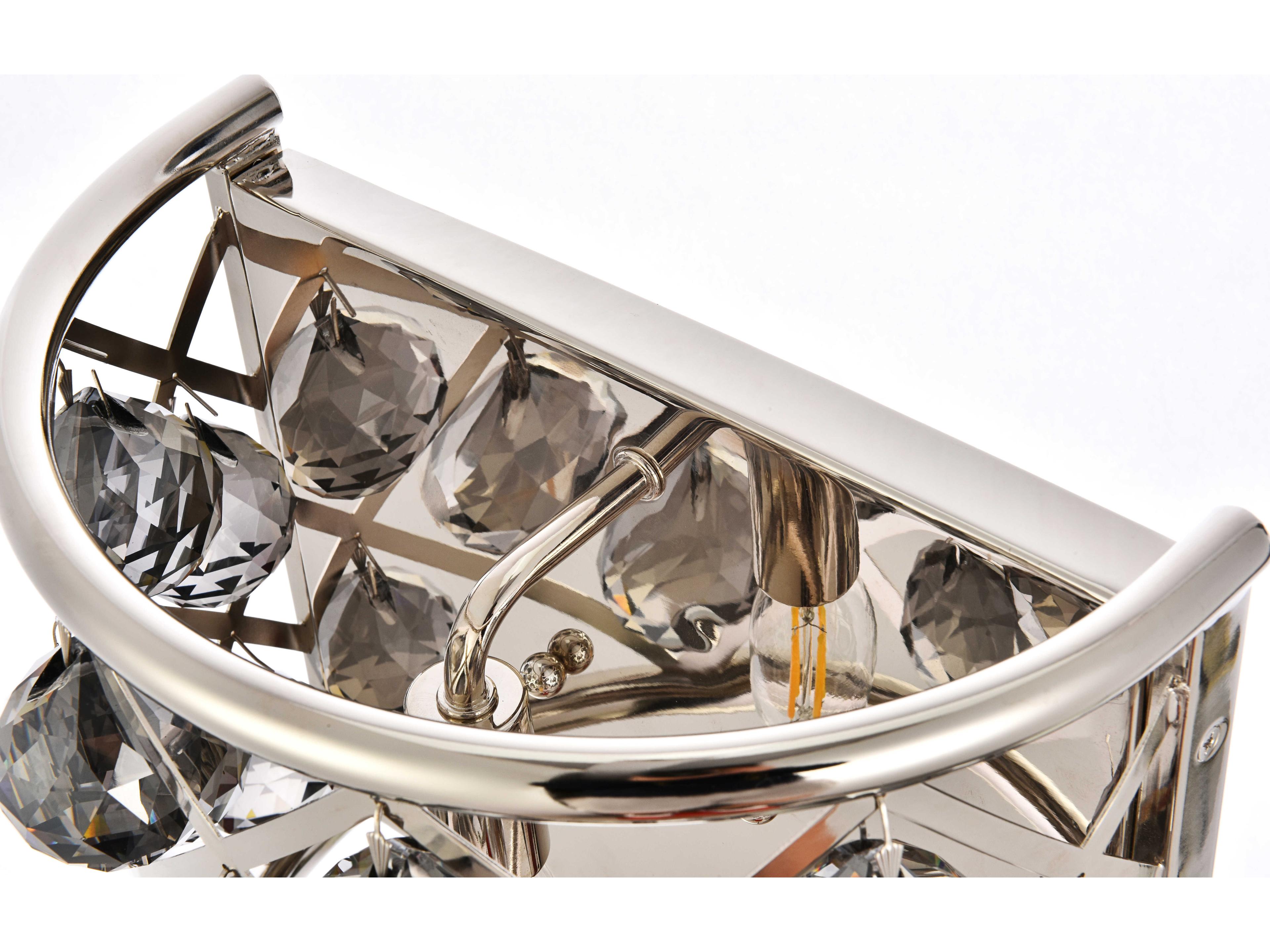 Elegant Lighting Madison 1-Light Polished Nickel Silver Crystal Wall Sconce