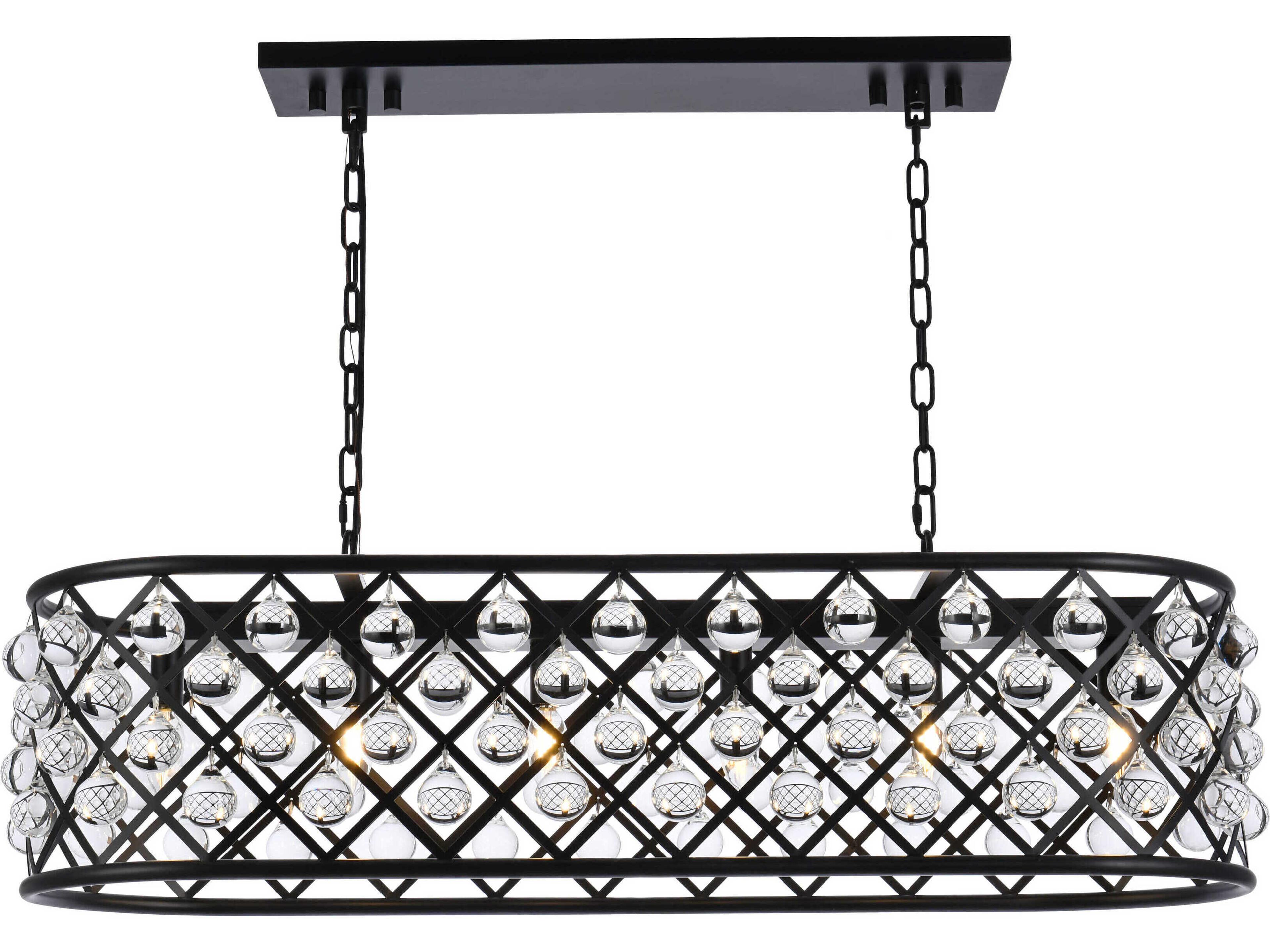 Madison 6-Light Matte Black Crystal Island Pendant