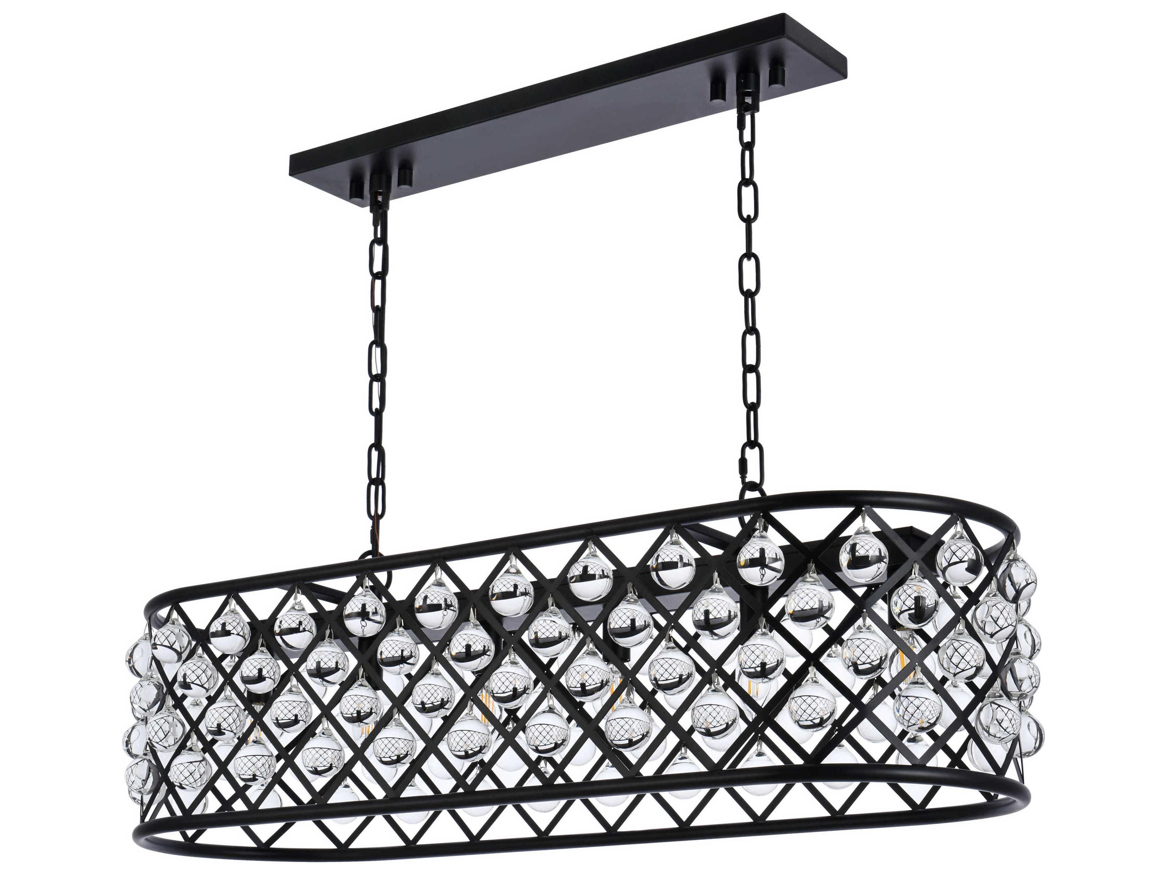 Elegant Lighting Madison 6-Light Matte Black Crystal Island Pendant