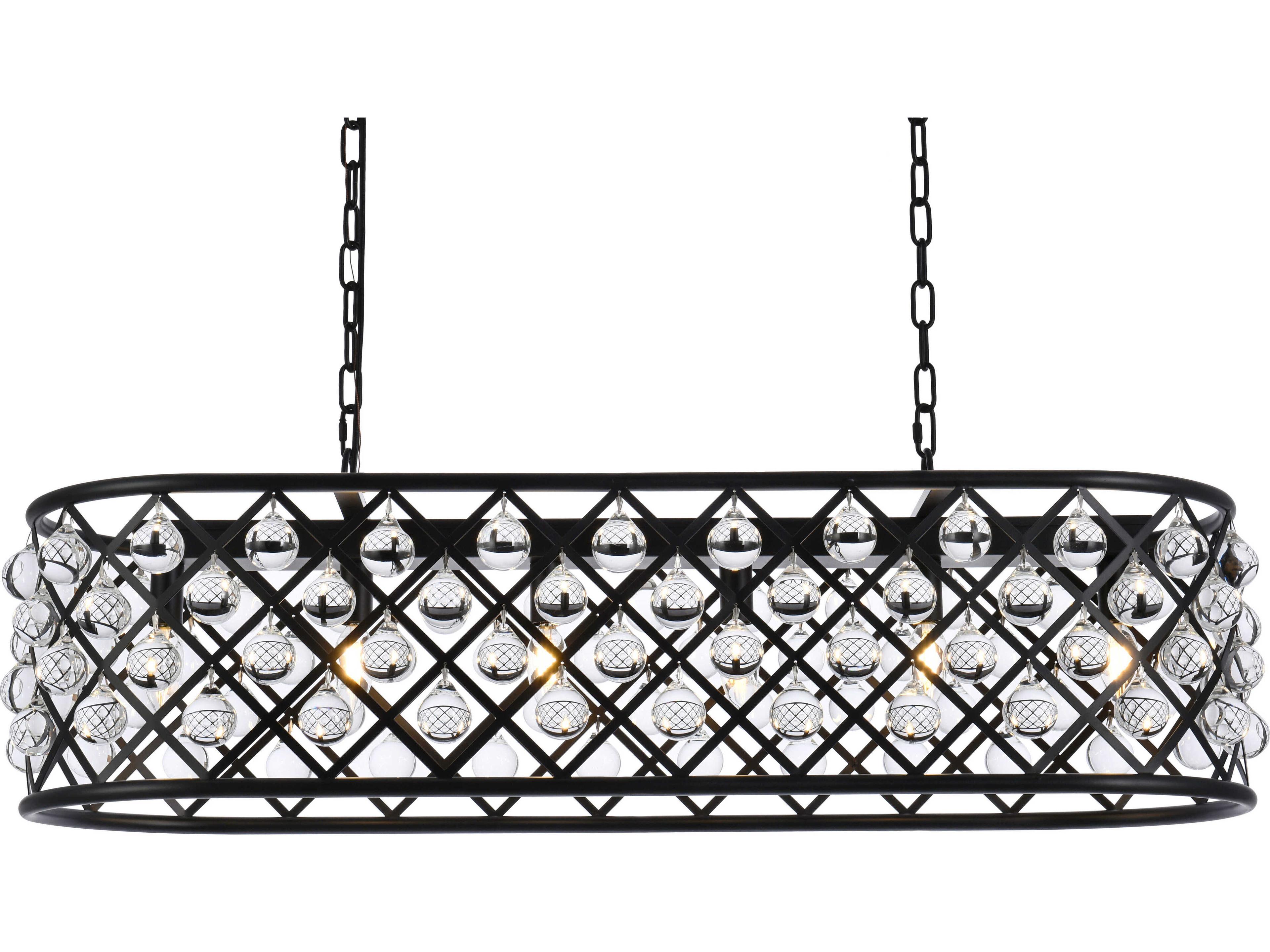 Elegant Lighting Madison 6-Light Matte Black Crystal Island Pendant