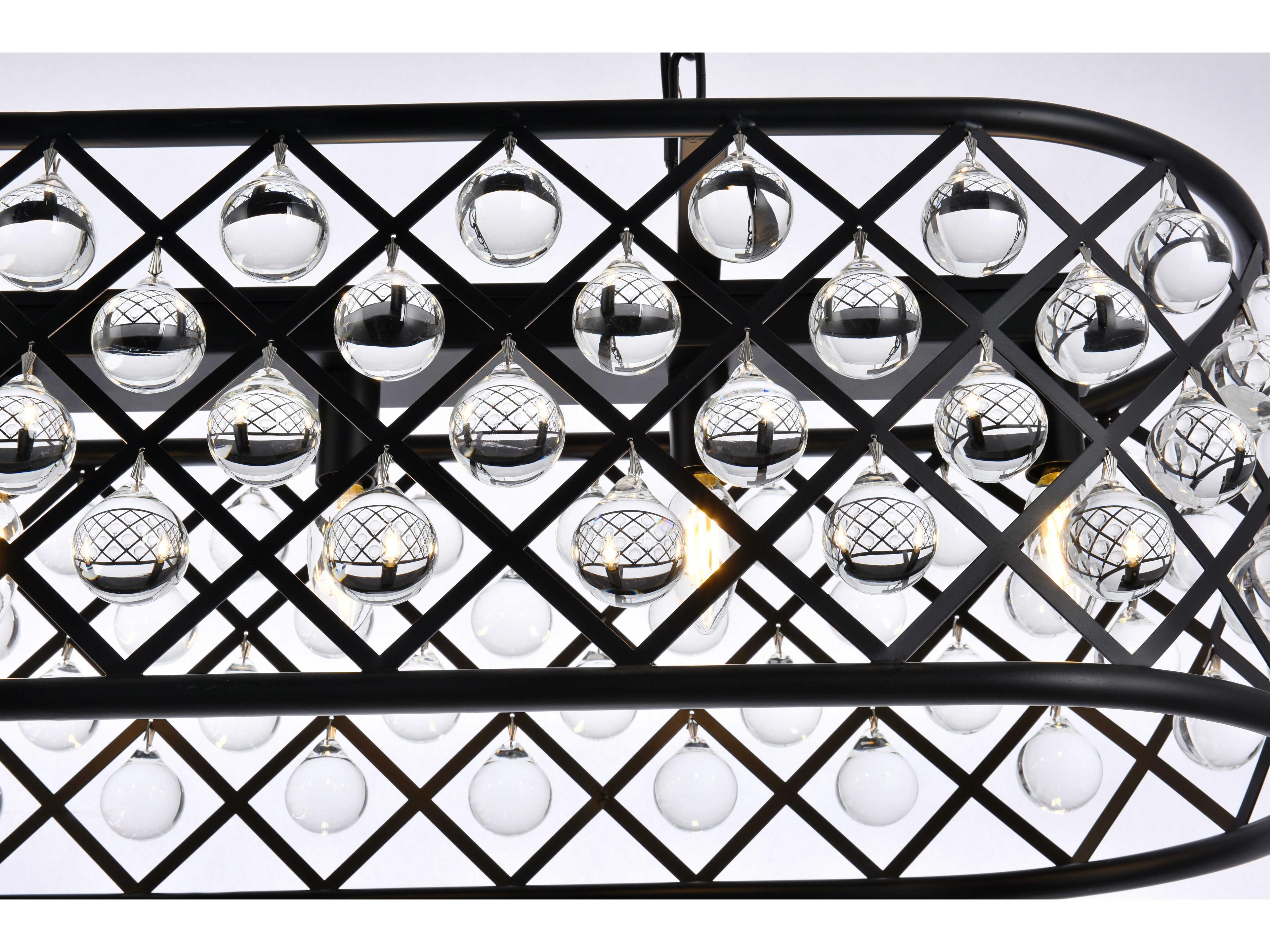 Elegant Lighting Madison 6-Light Matte Black Crystal Island Pendant