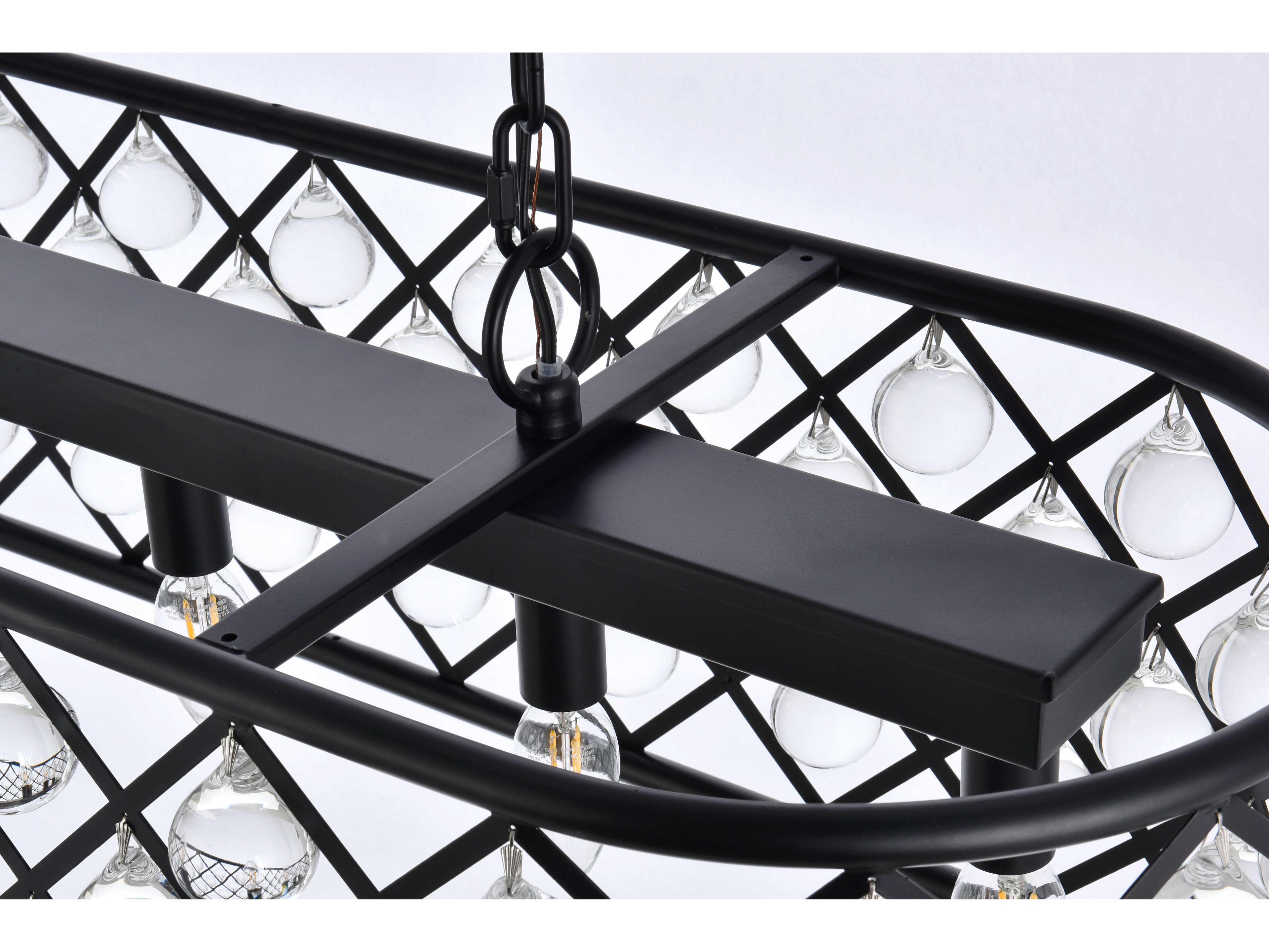 Elegant Lighting Madison 6-Light Matte Black Crystal Island Pendant