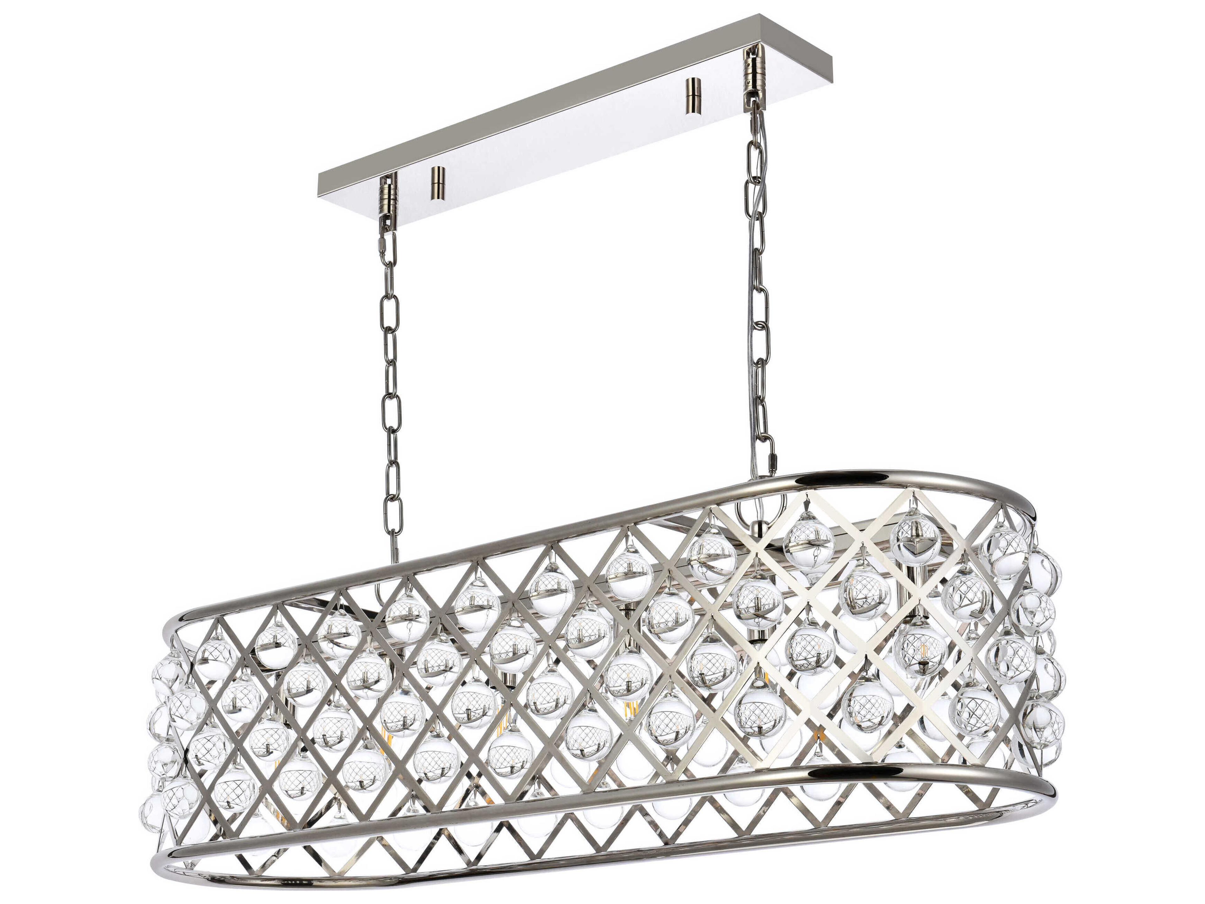 Elegant Lighting Madison 6-Light Polished Nickel Clear Crystal Island Pendant