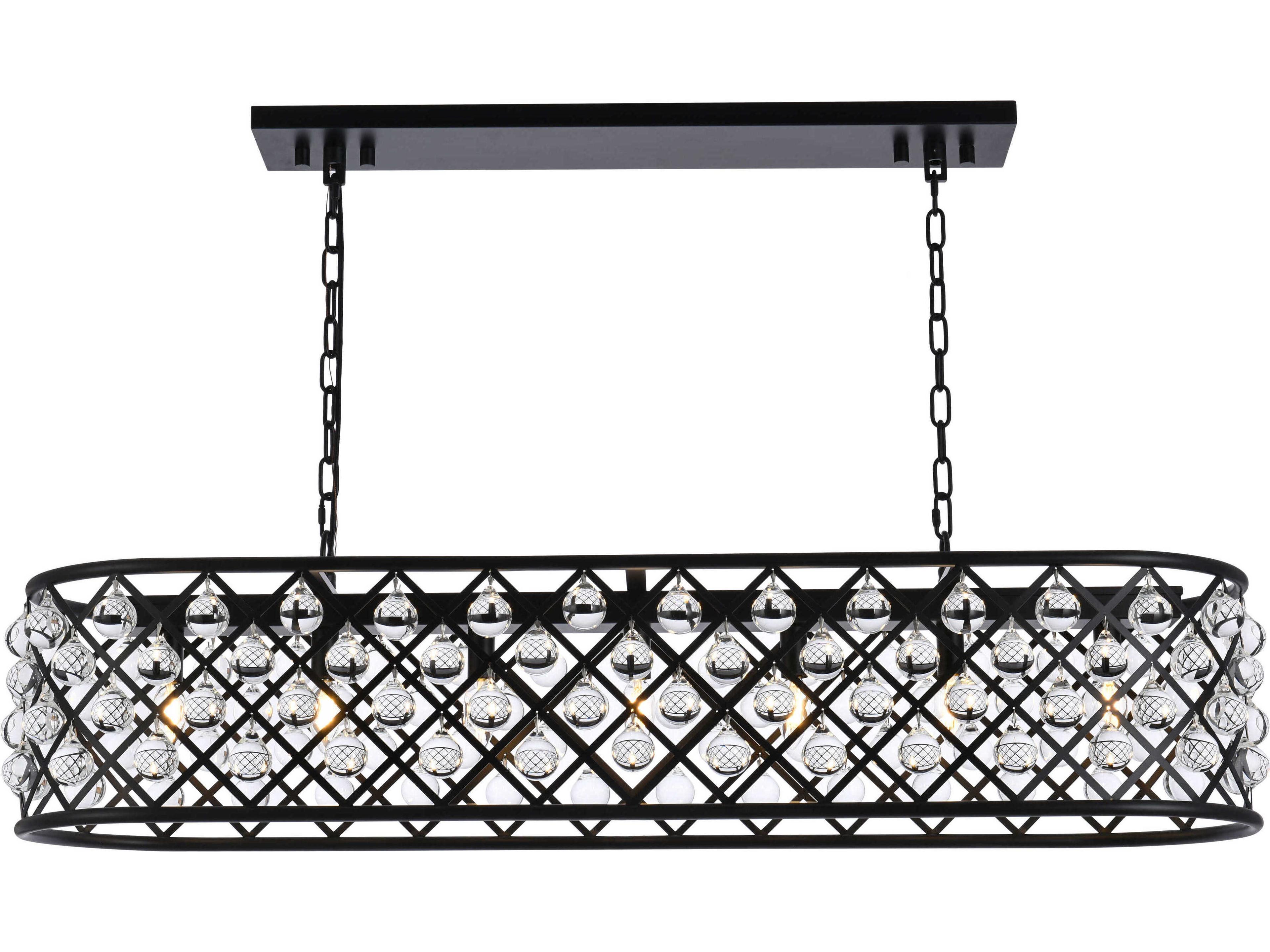 Madison 7-Light Matte Black Clear Crystal Island Pendant