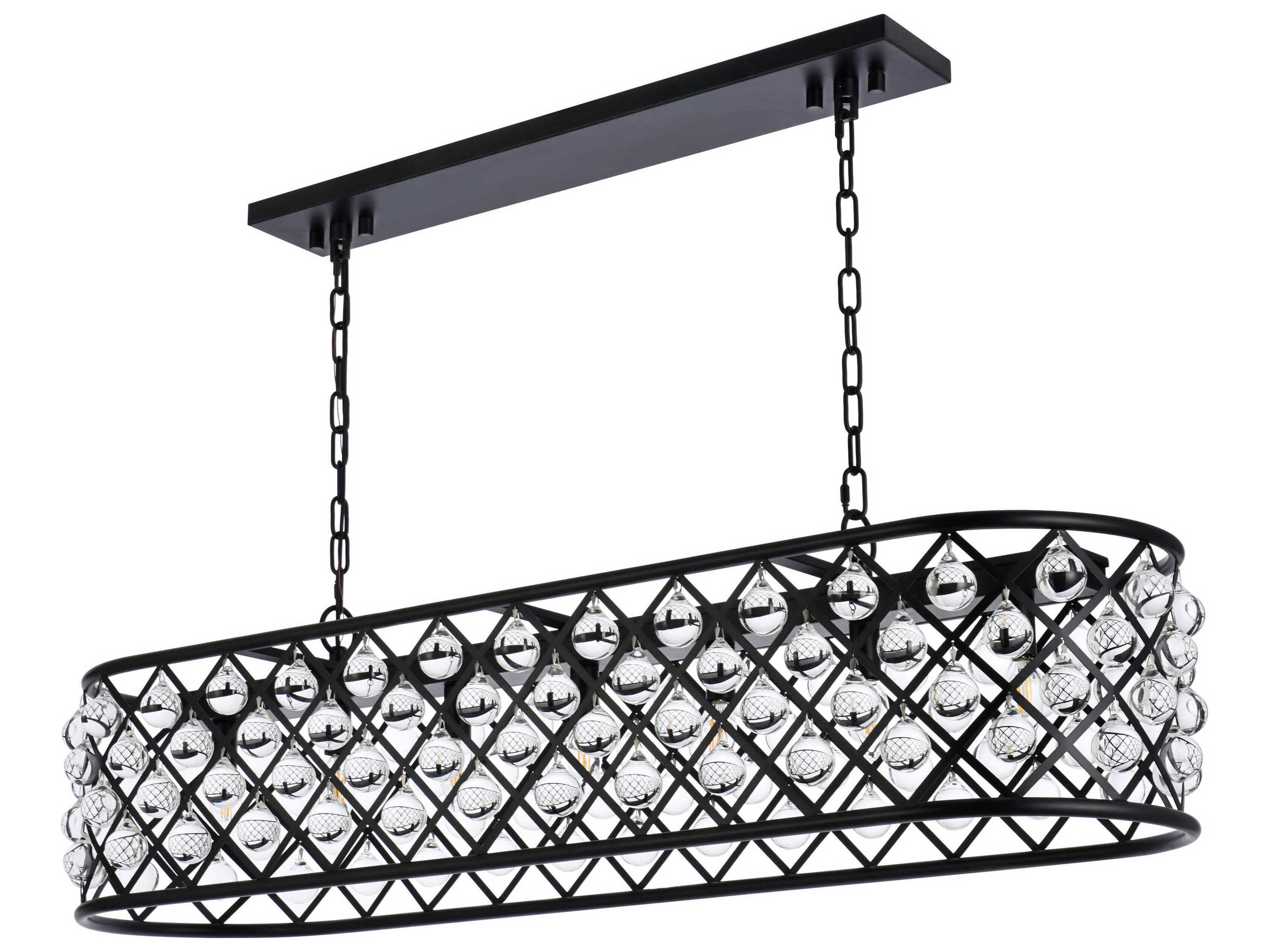 Elegant Lighting Madison 7-Light Matte Black Clear Crystal Island Pendant