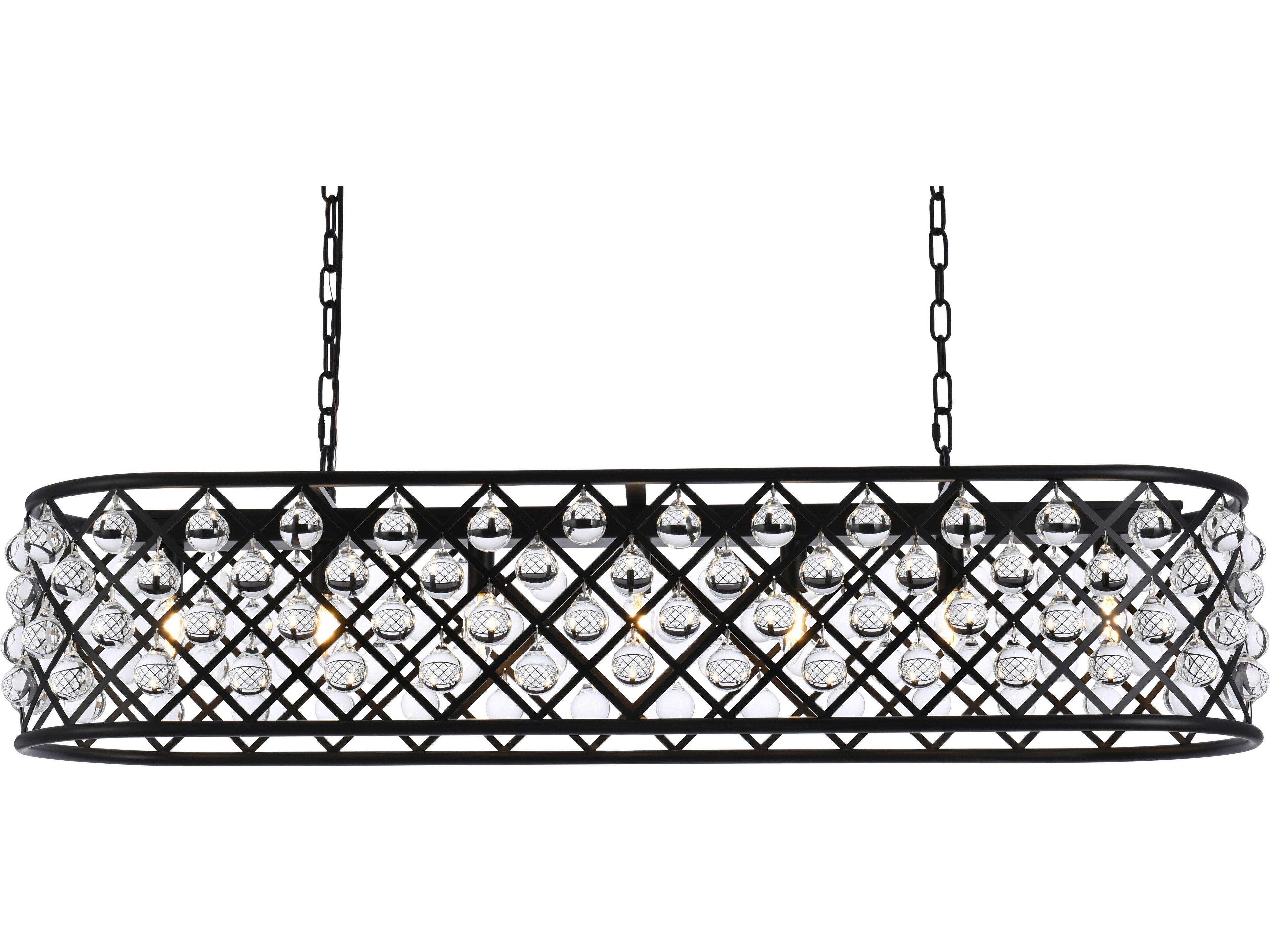 Elegant Lighting Madison 7-Light Matte Black Clear Crystal Island Pendant