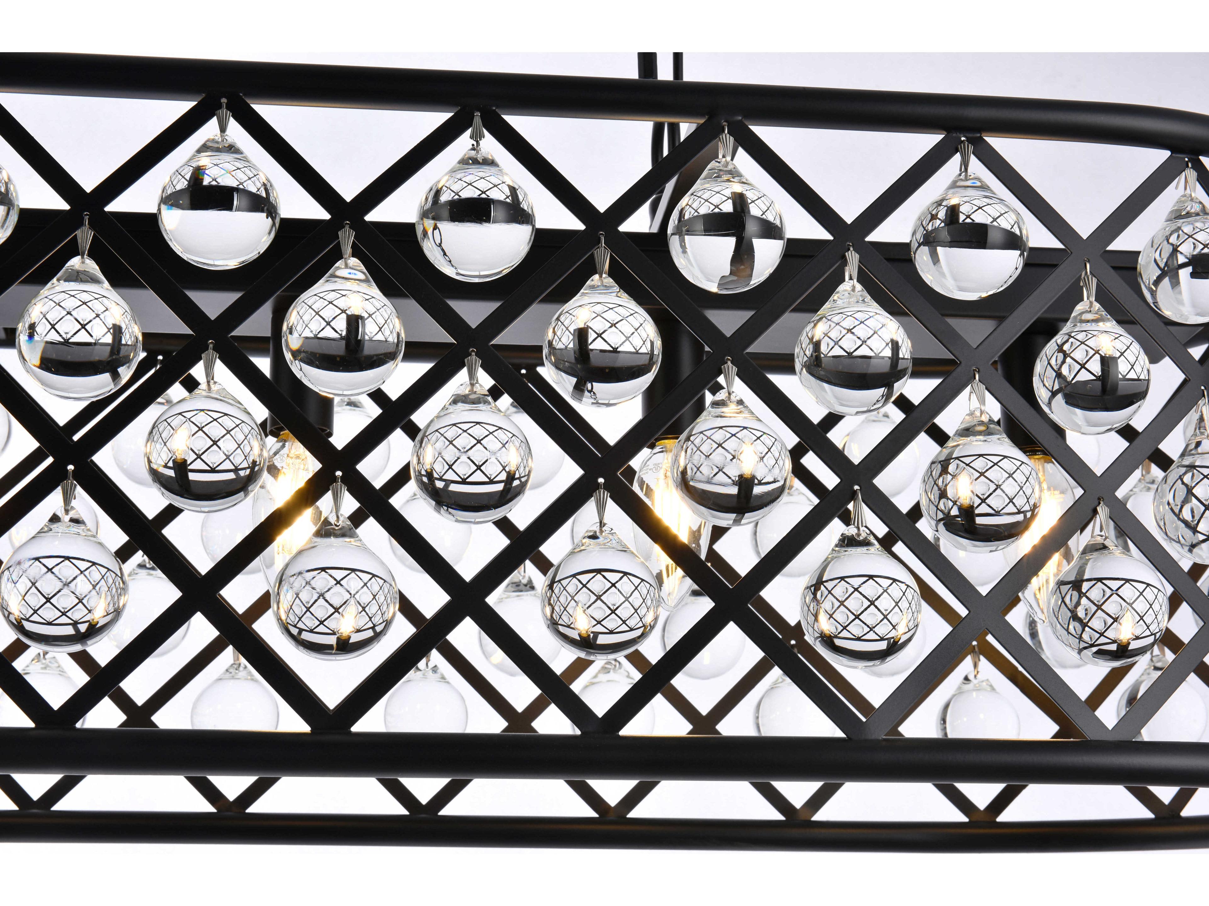 Elegant Lighting Madison 7-Light Matte Black Clear Crystal Island Pendant