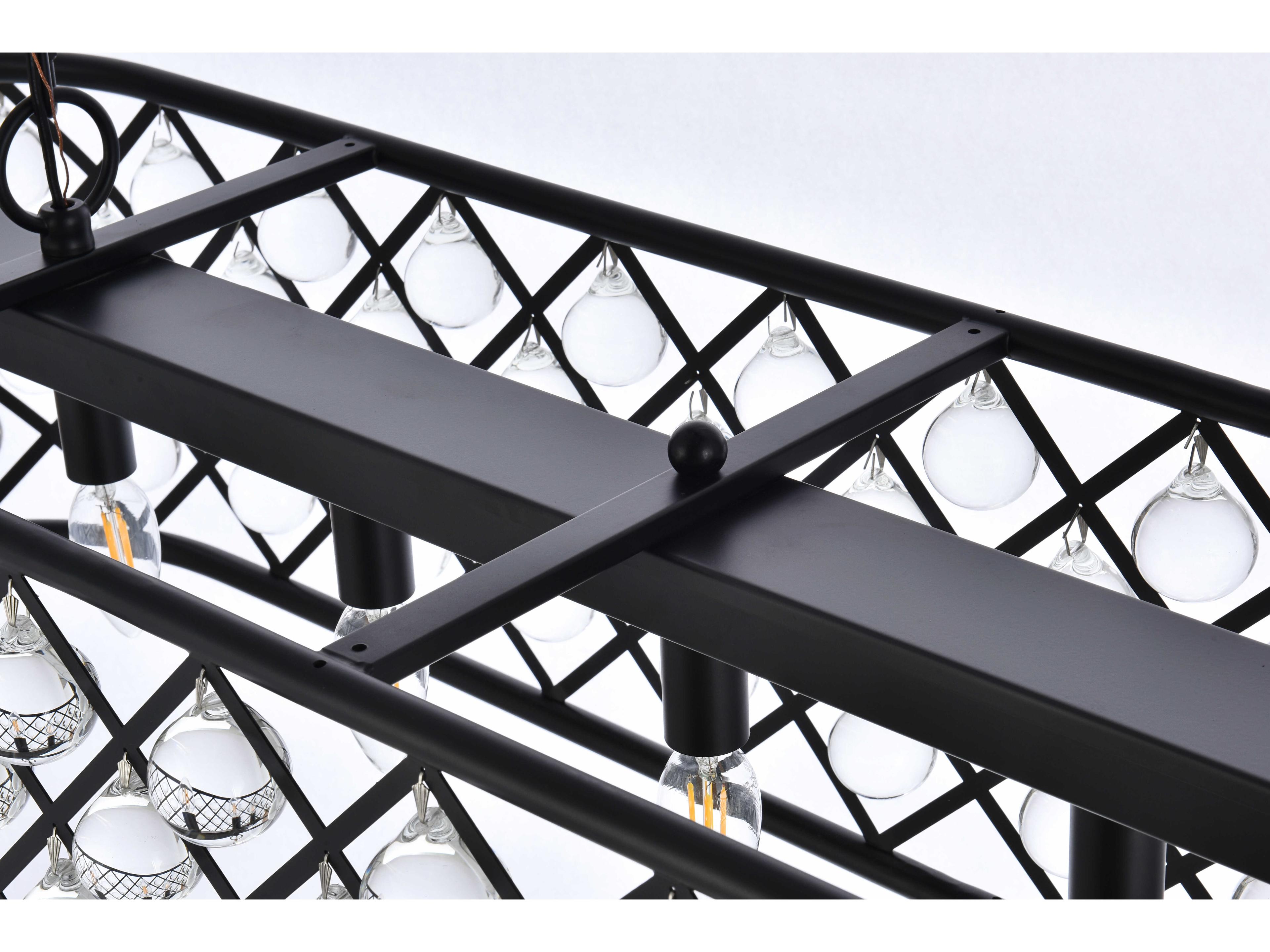 Elegant Lighting Madison 7-Light Matte Black Clear Crystal Island Pendant